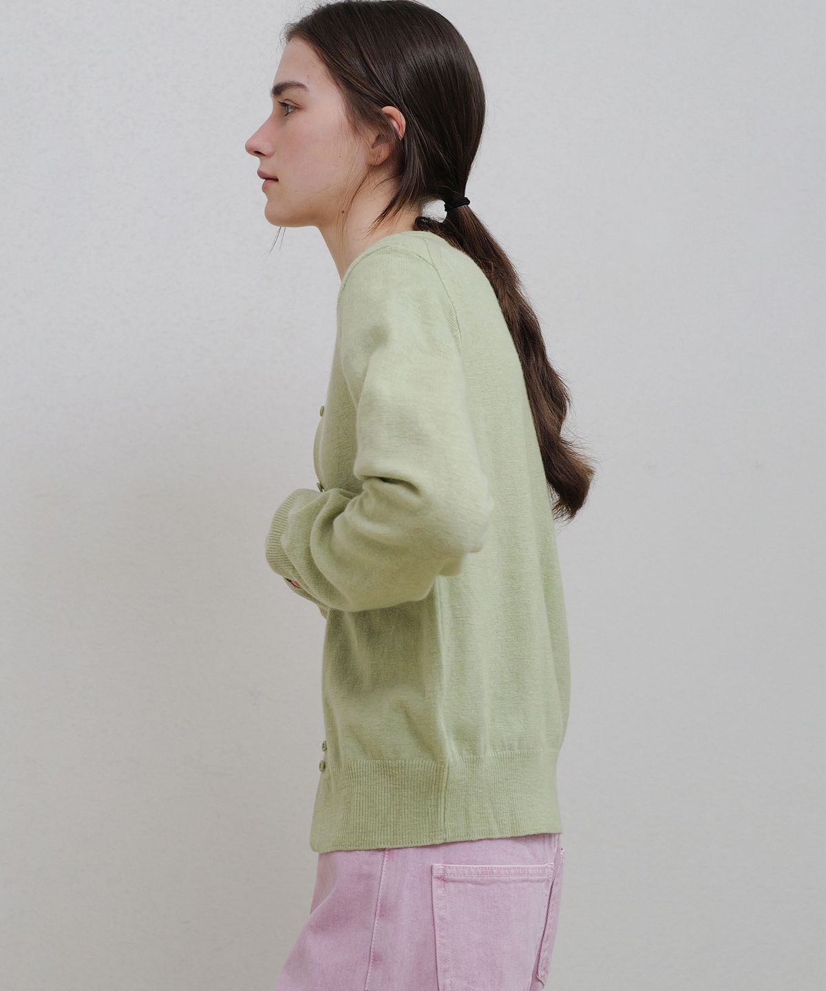앤니즈(ANDNEEDS) Mari round cardigan (lime)