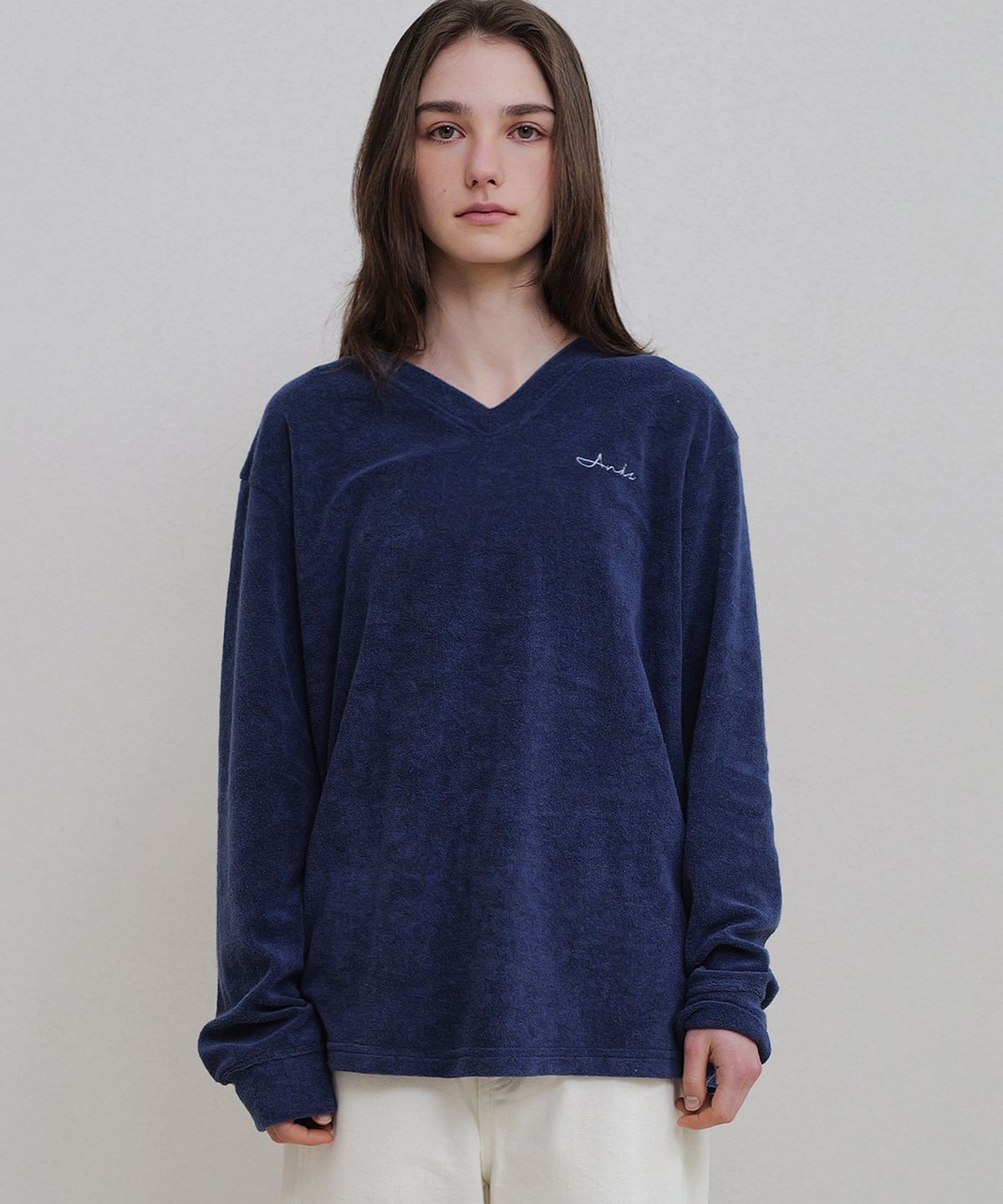 앤니즈(ANDNEEDS) Terry v-neck long sleeve (navy)
