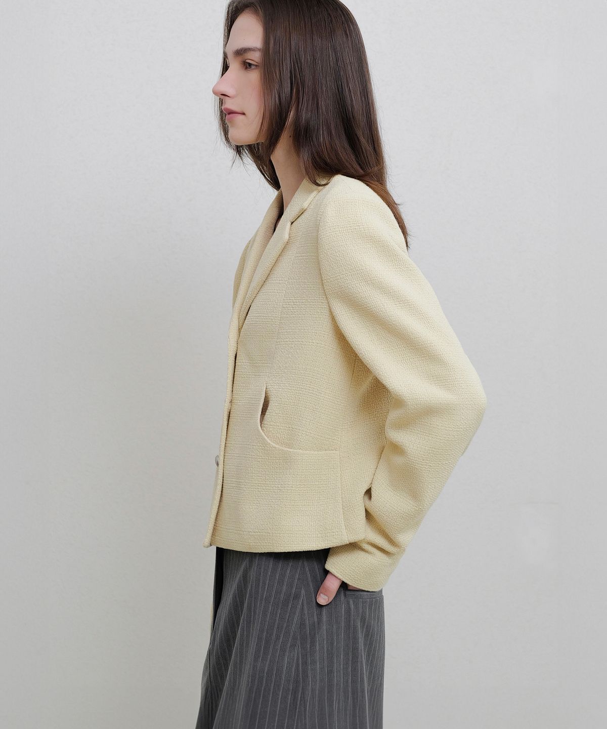 앤니즈(ANDNEEDS) Besette tweed jacket (yellow)