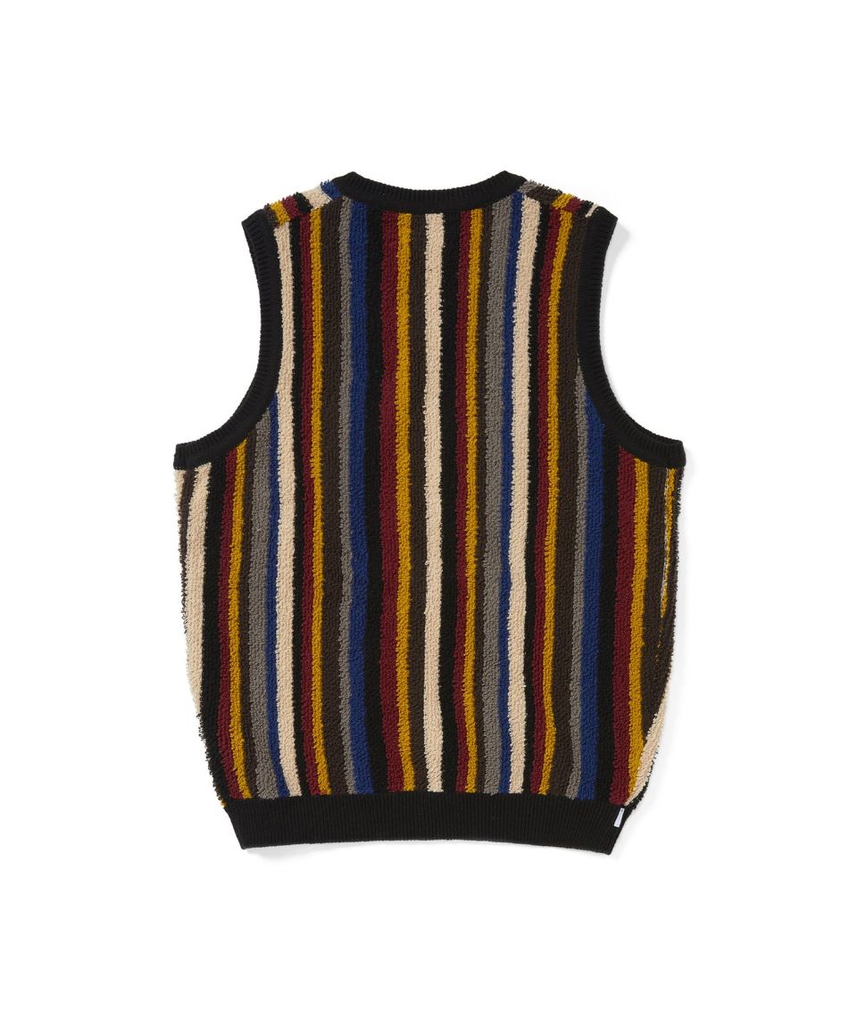 MUSINSA | thisisneverthat Striped Knit Vest Black