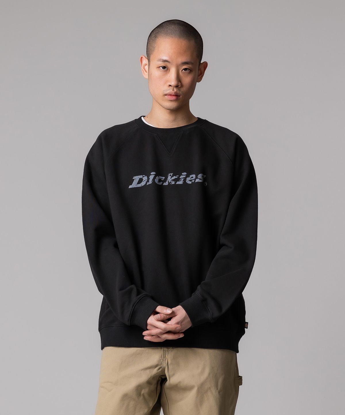 디키즈(DICKIES) 스톤텍스처 폰트 로고 스웨트셔츠 Black