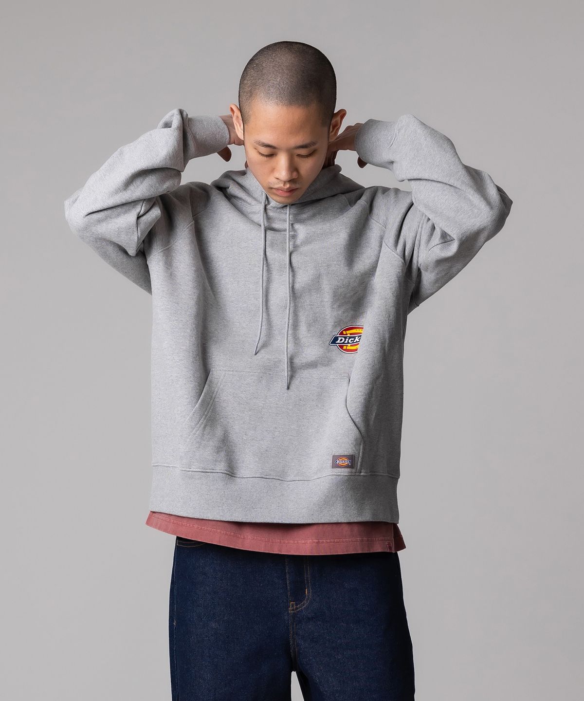 디키즈(DICKIES) 사이드 트리 로고 후드 Gray