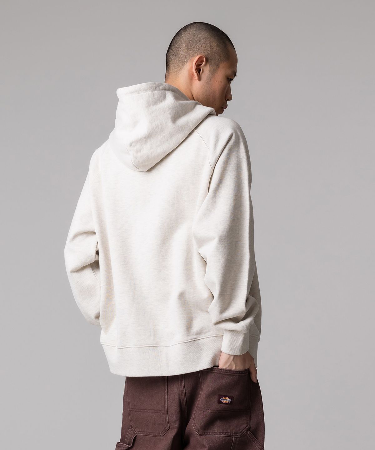 디키즈(DICKIES) 사이드 트리 로고 후드 Oatmeal