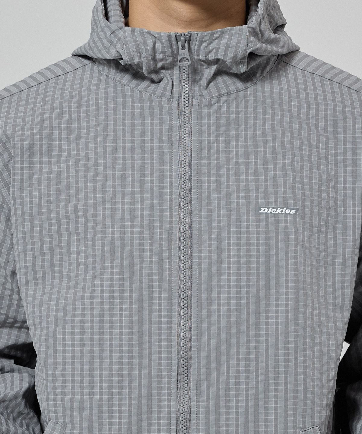 디키즈(DICKIES) 그리드 체크 라이트 윈드브레이커 Gray