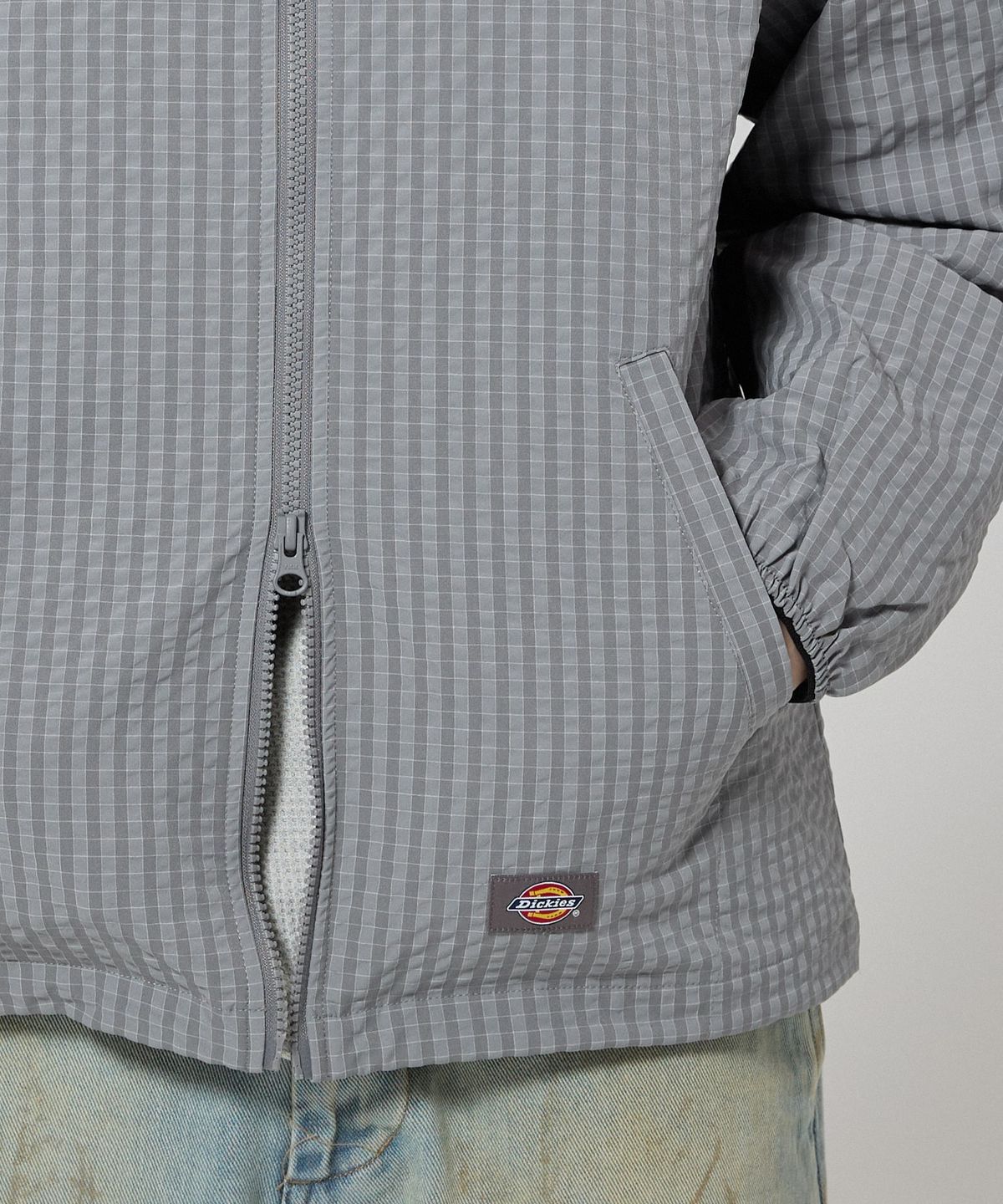 디키즈(DICKIES) 그리드 체크 라이트 윈드브레이커 Gray