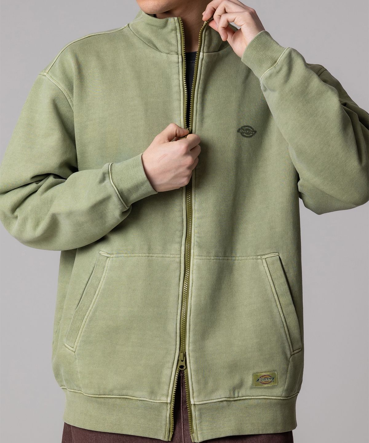 디키즈(DICKIES) 가먼트 다이드 져지 트랙탑 Olive