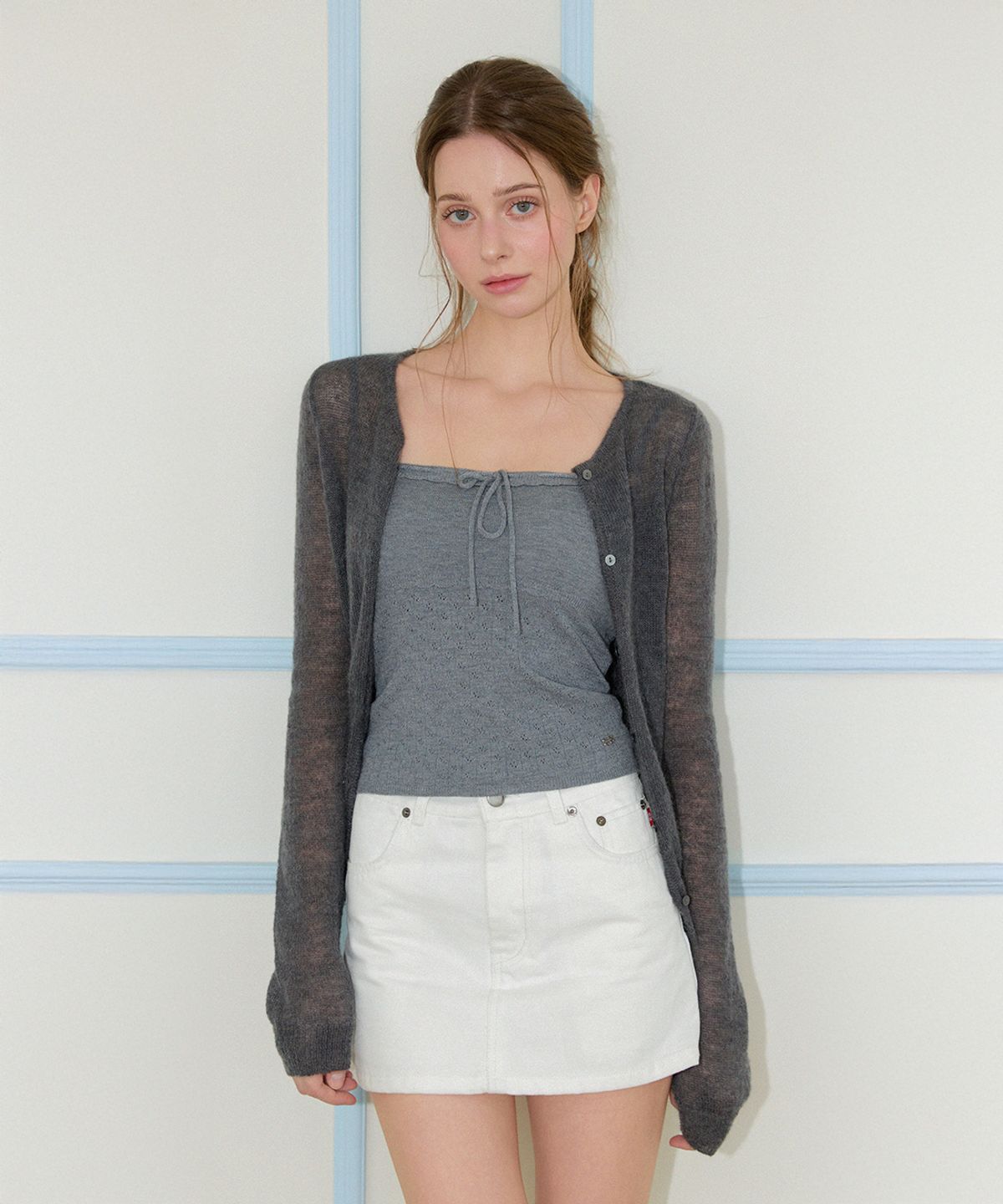 키시닝(KISYNING) Whipped Floral Punching Sleeveless (Gray)
