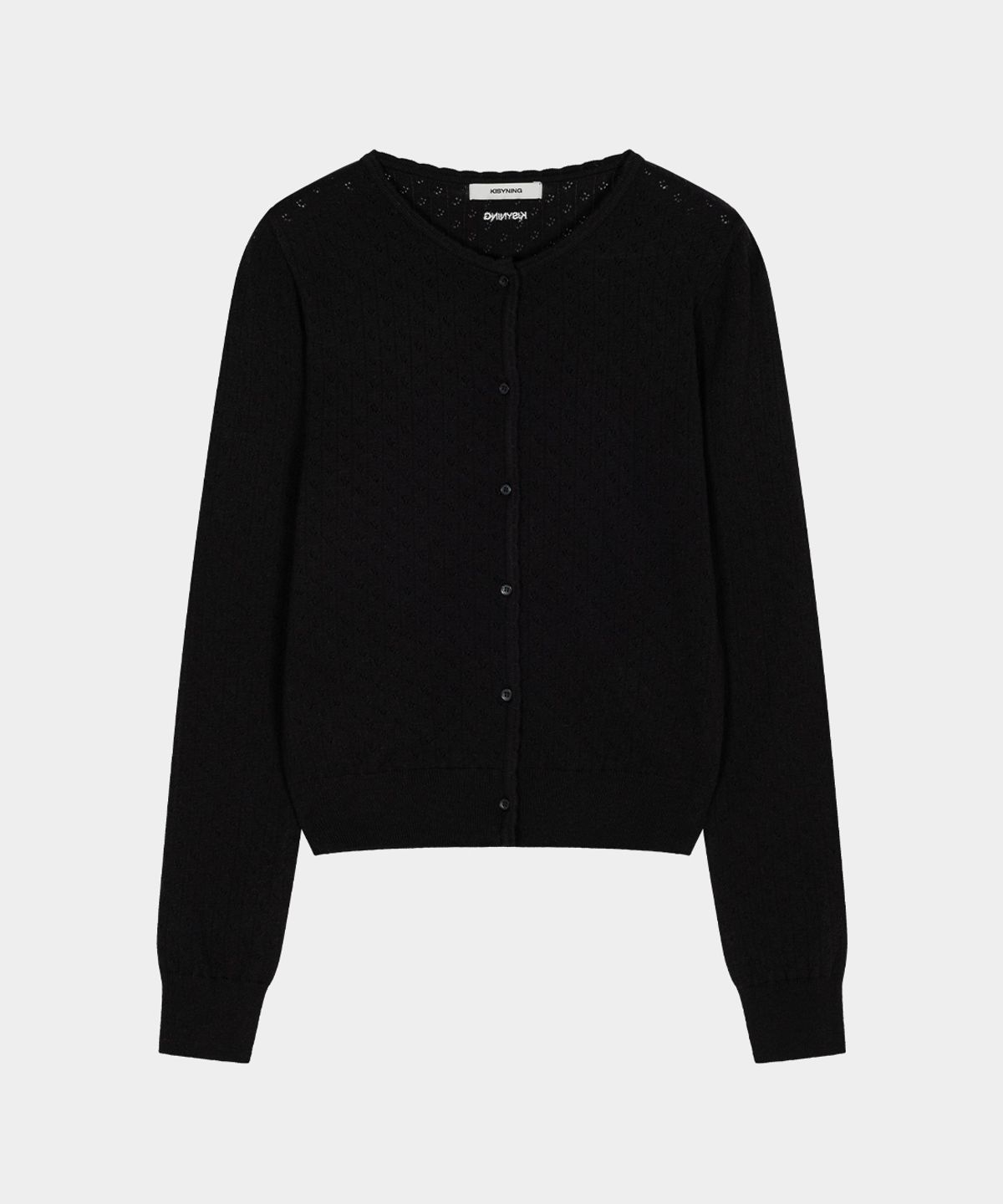 키시닝(KISYNING) Whipped Floral Punching Cardigan (Black)