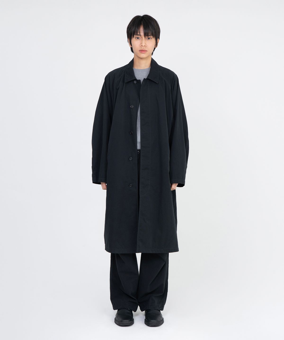 브라운야드(BROWNYARD) 워시드 발마칸 코트, 블랙