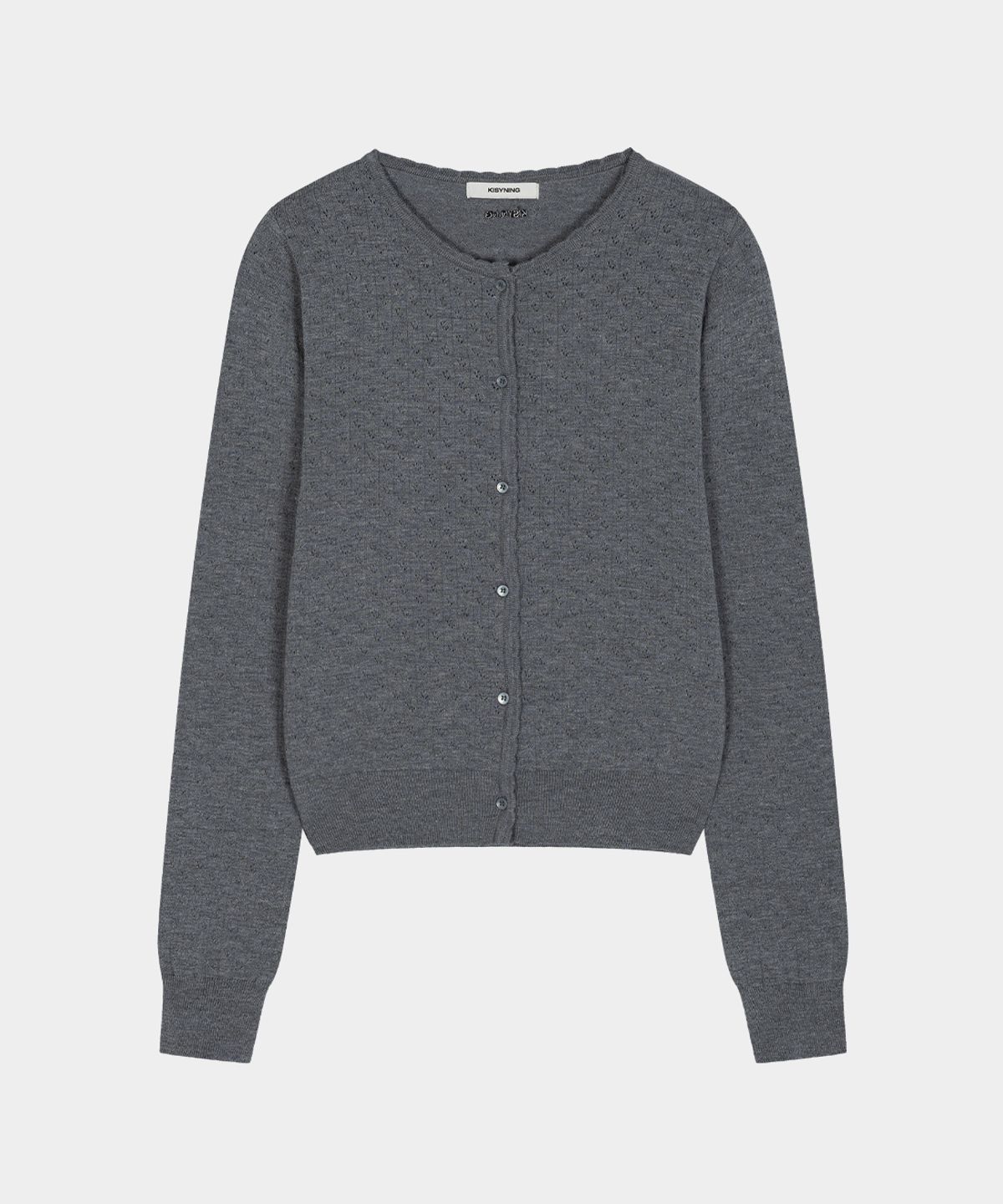 키시닝(KISYNING) Whipped Floral Punching Cardigan (Gray)