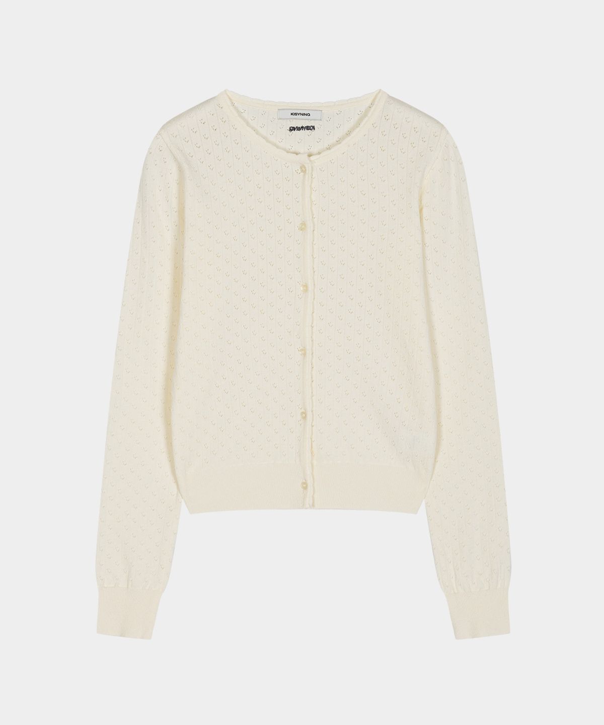 키시닝(KISYNING) Whipped Floral Punching Cardigan (Cream)