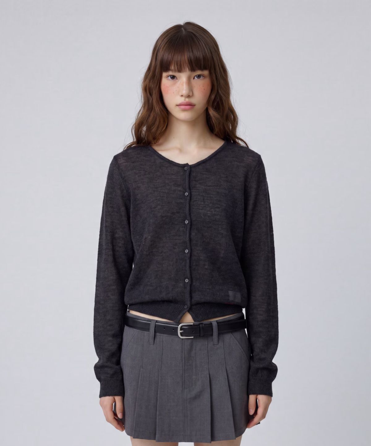 키시닝(KISYNING) Denish See-Through Cardigan (Charcoal)