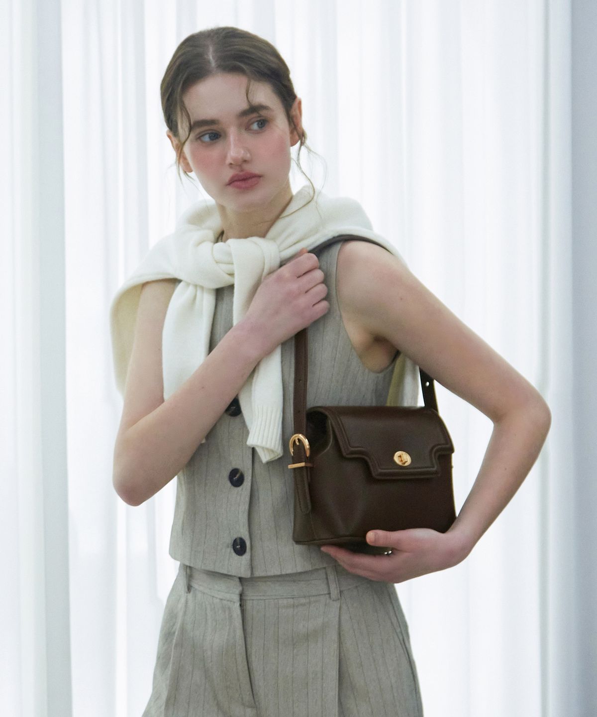 벨류엣(VALLUAT) [롱스트랩 추가] Flaron bag_Dark Brown