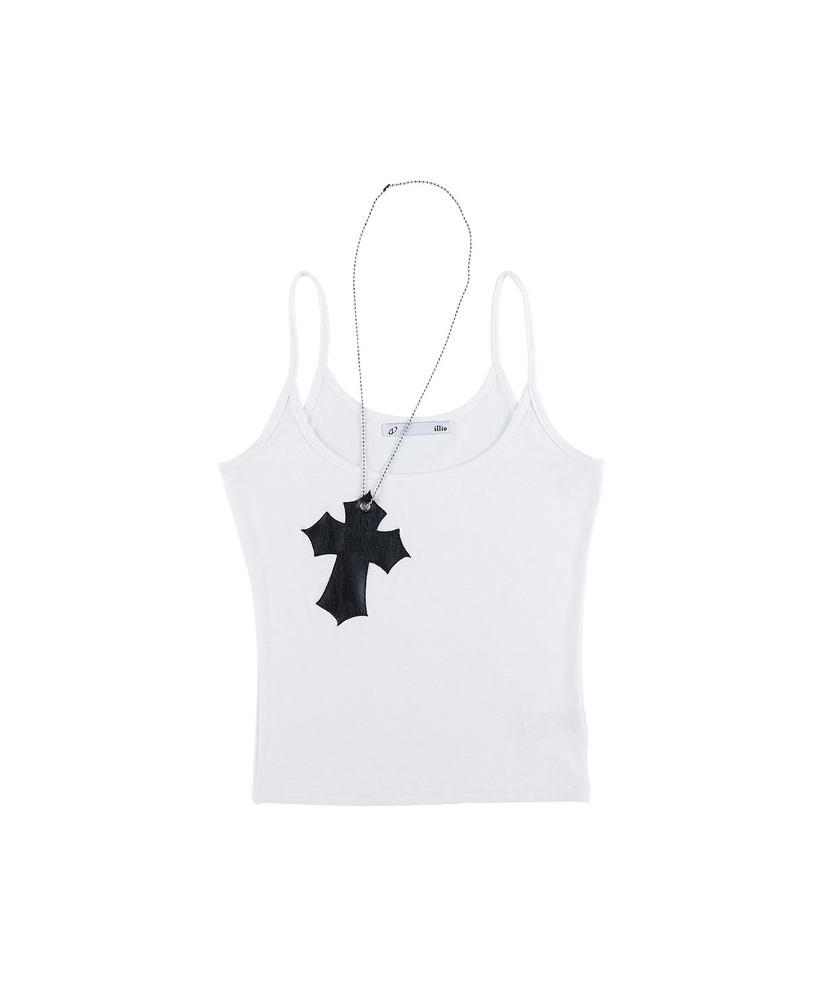 일리오(ILLIO) White faux leather cross necklace sleeveless