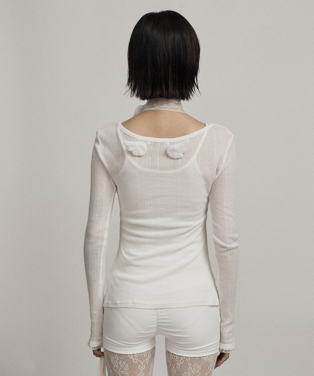 일리오(ILLIO) White lace trim cardigan