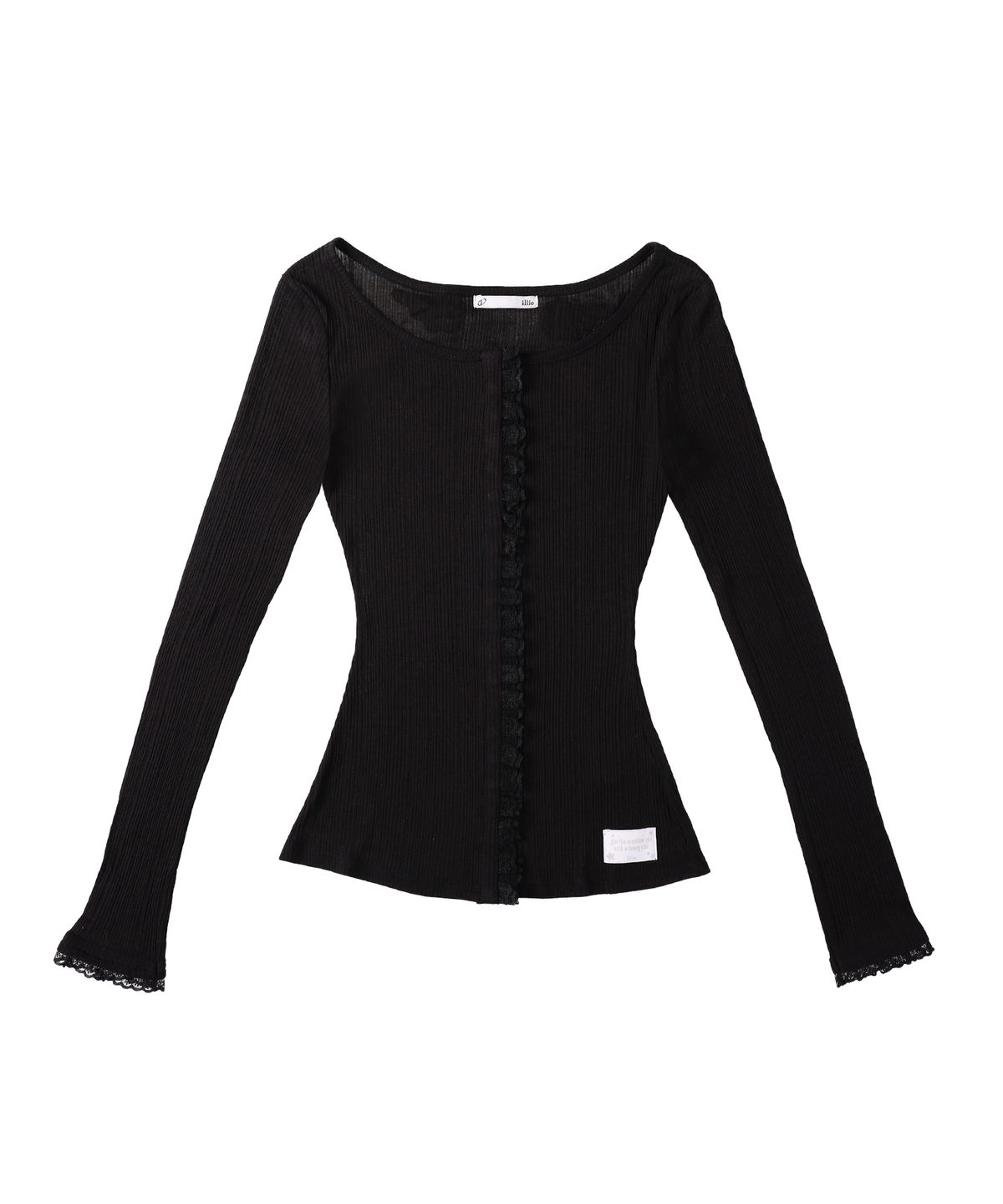 일리오(ILLIO) Black lace trim cardigan