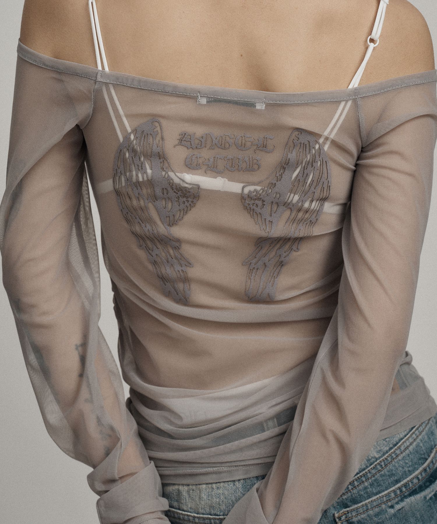 MUSINSA | ILLIO Gray angel wing mesh long sleeve