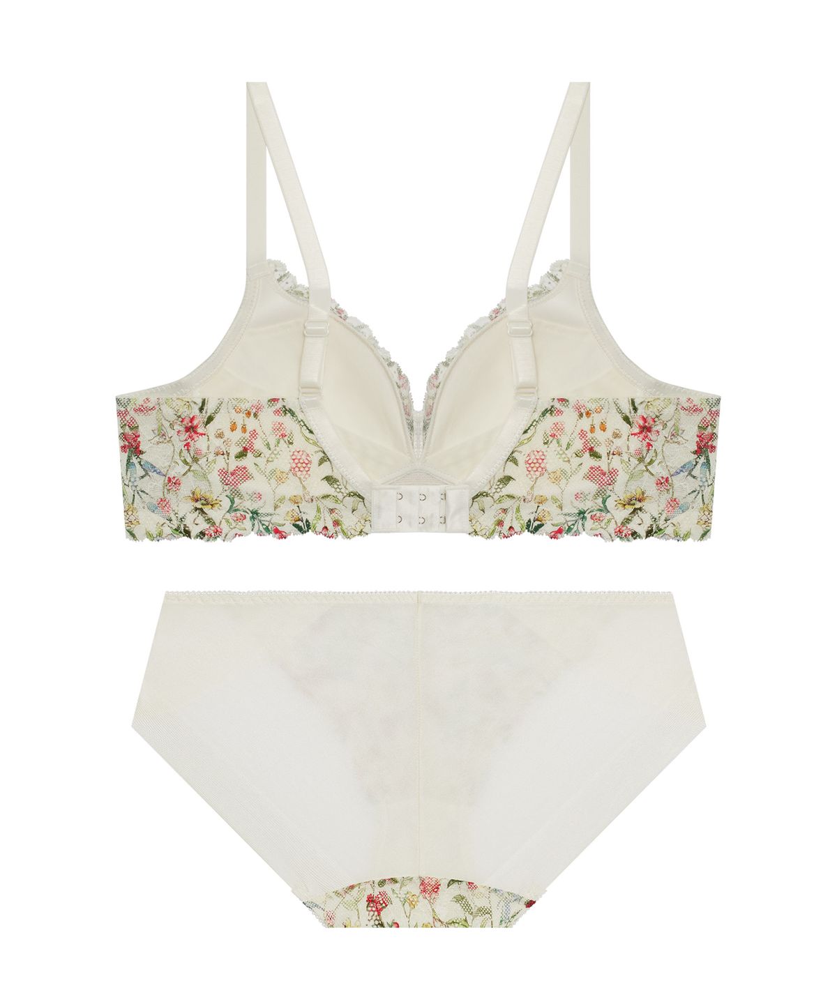 엘르이너웨어(ELLE INNERWEAR) 팬시 플로럴 노와이어 레이스 브라 팬티 세트