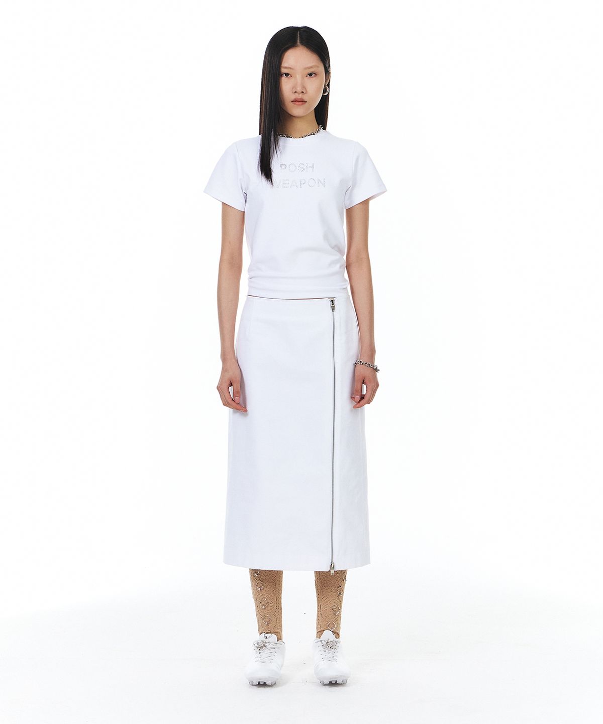 윤세(YUNSE) 지퍼 스커트 (화이트)