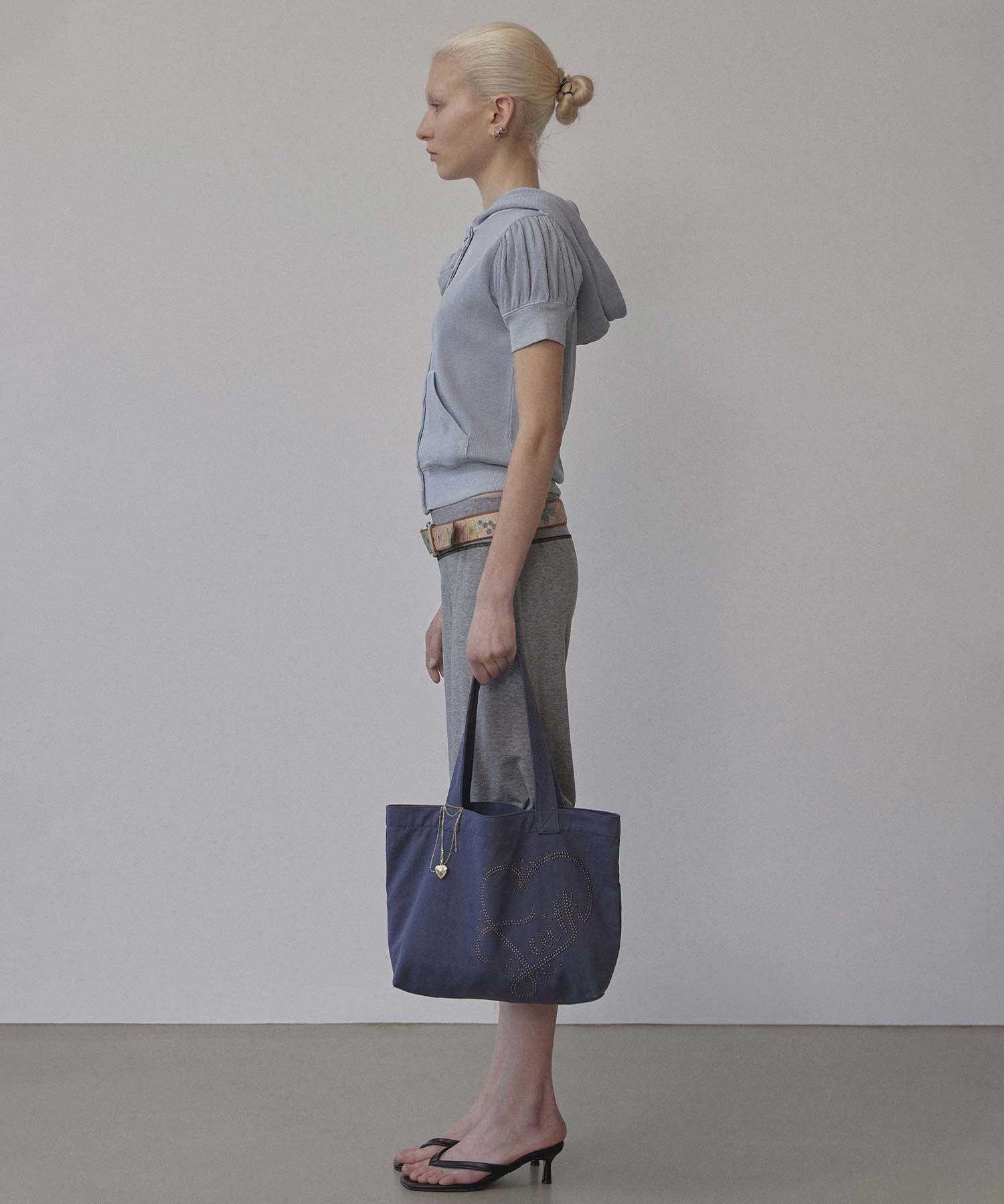 MUSINSA | SCULPTOR Faith Rhinestone Eco Bag Washed Navy