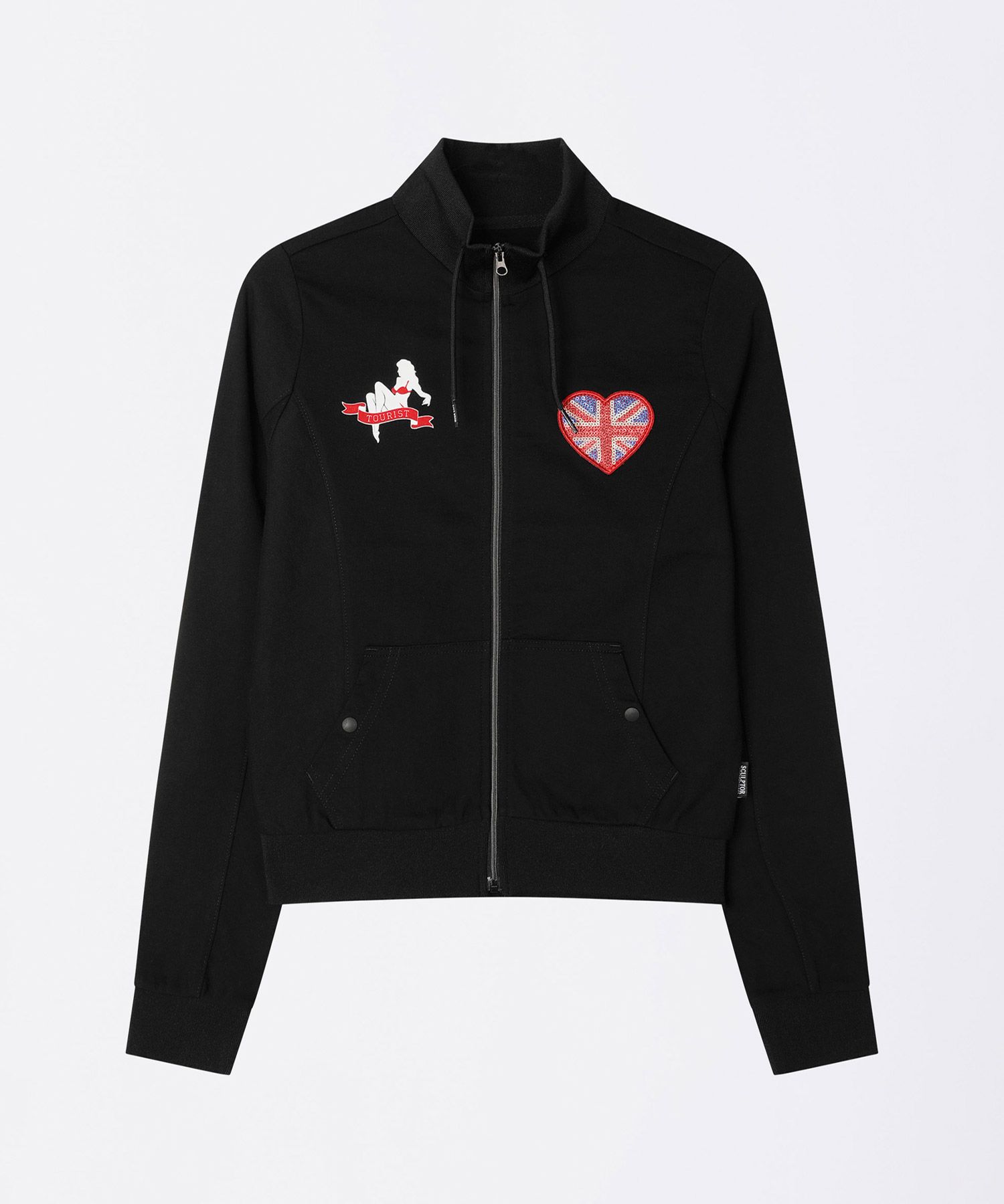 MUSINSA | SCULPTOR Flag Track Zip-Up Black