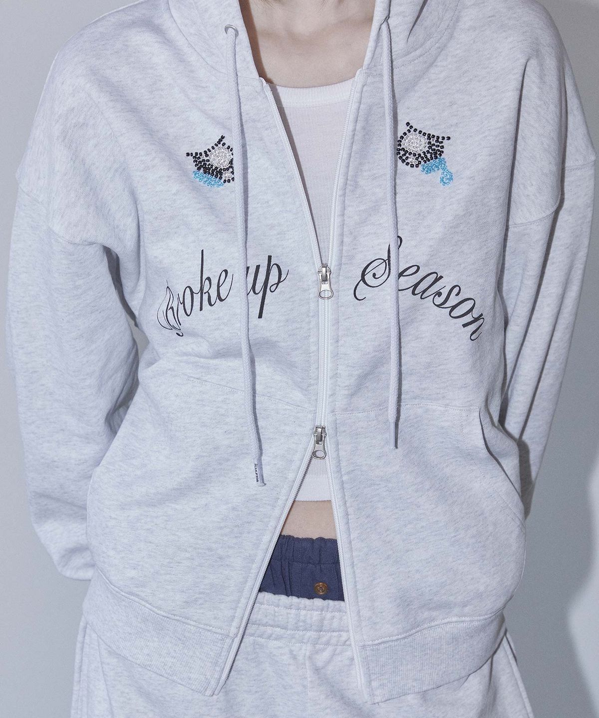 스컬프터(SCULPTOR) My Go To Hoodie Zip-Up White Melange