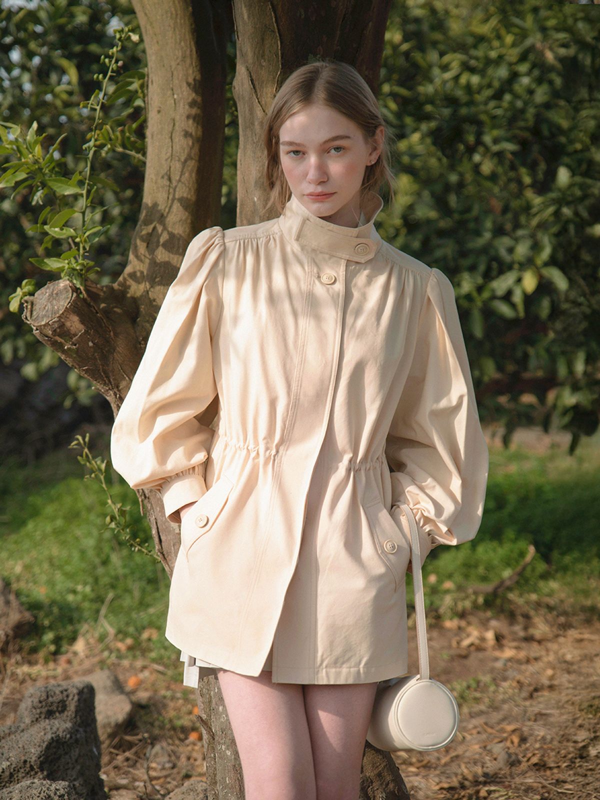 르니나(LENINA) COCO cotton high neck middle jacket_CREAM