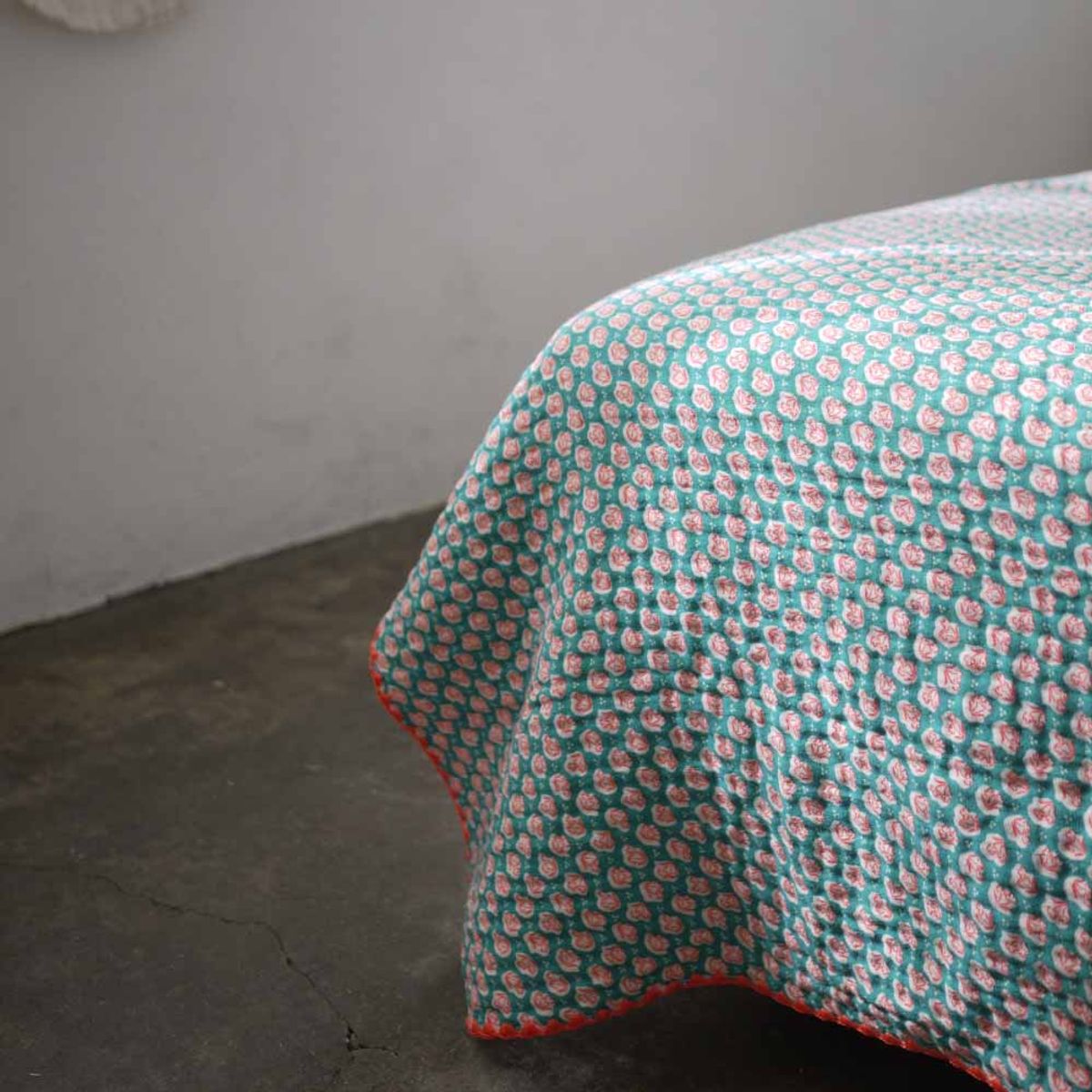 봄봄패브릭스(BOMBOM FABRICS) 4layer gauze blanket/red stripe + teal blossom(S,L 2size), 4중 거즈 블랭킷