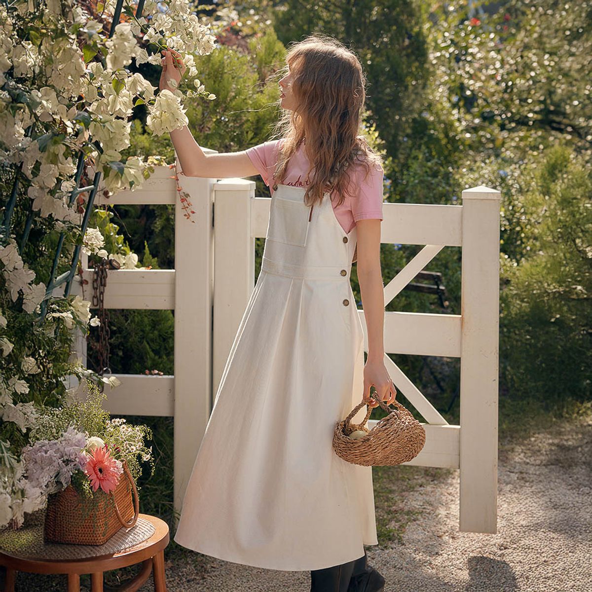 심플레트로(SIMPLE RETRO) SR_Layered suspenders a-line dress