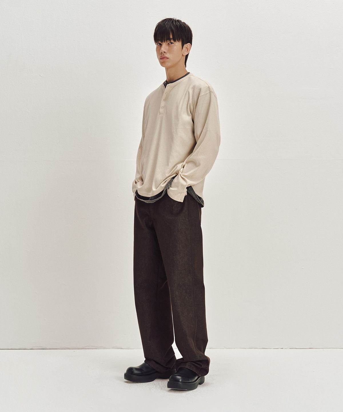 세컨모놀로그(SECONDMONO) 골지 헨리니티 롱 슬리브 [BEIGE]_SETS044BEIGE
