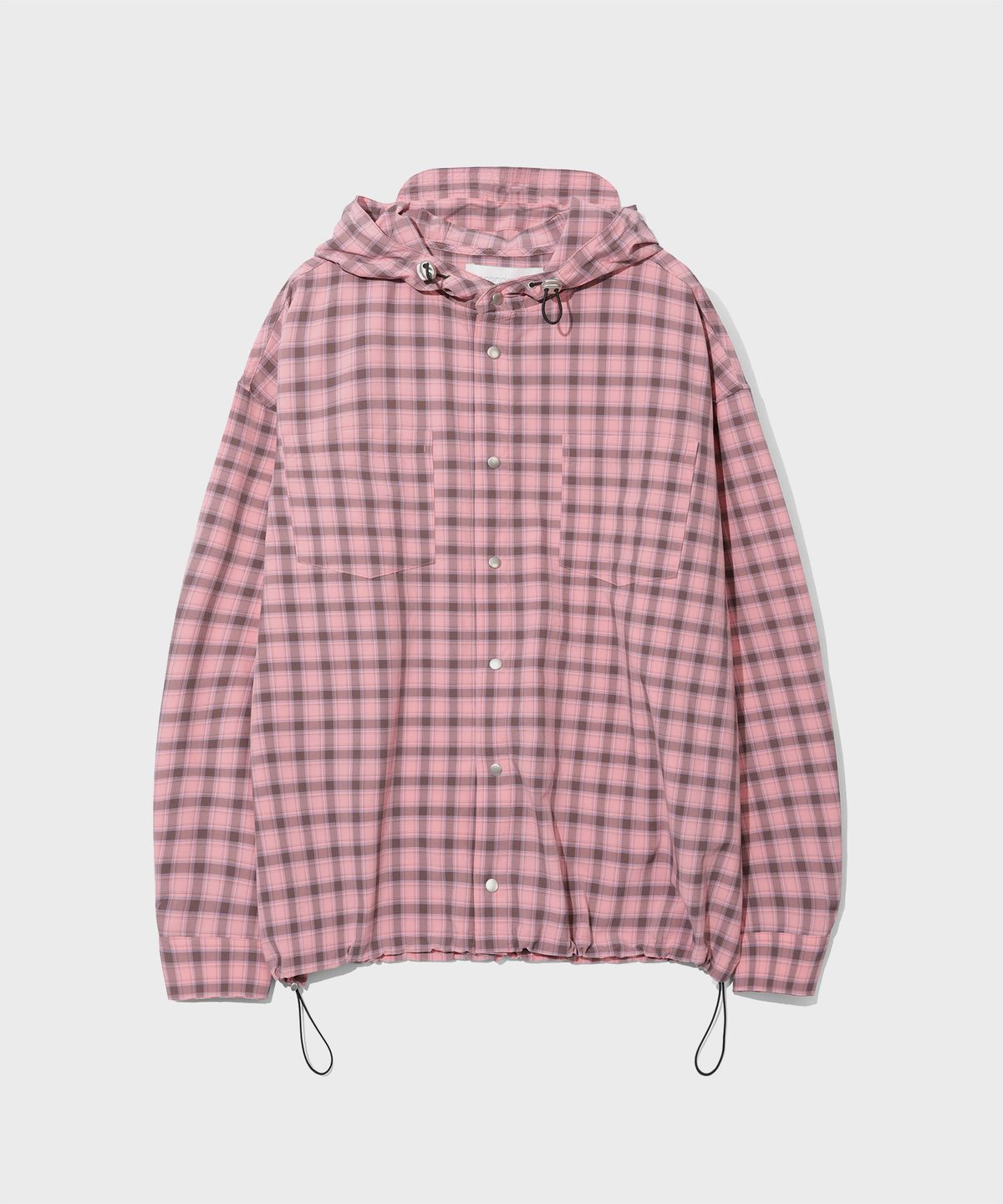세컨모놀로그(SECONDMONO) 스냅 체크 후드 셔츠 자켓 [PINK]_SEJK011PINK