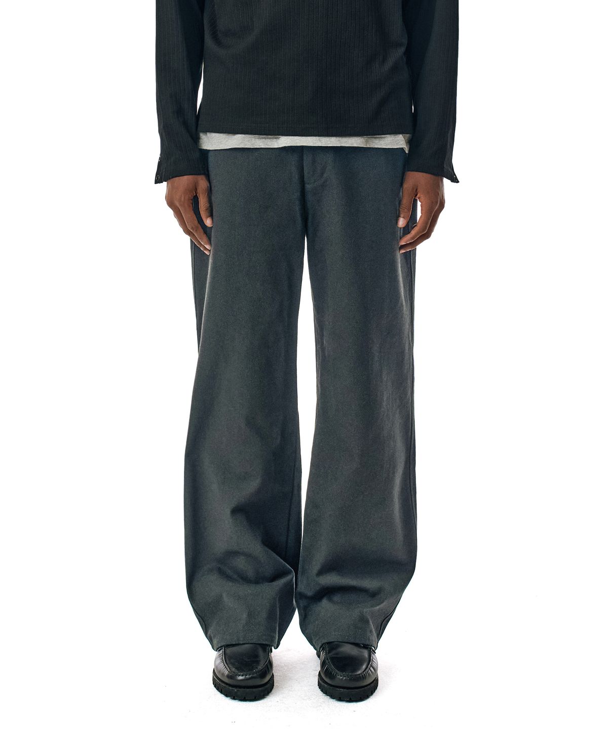 세컨모놀로그(SECONDMONO) Semi Wide Twill Cotton Chino Pants [CHARCOAL]_SEPT051CHARCOAL