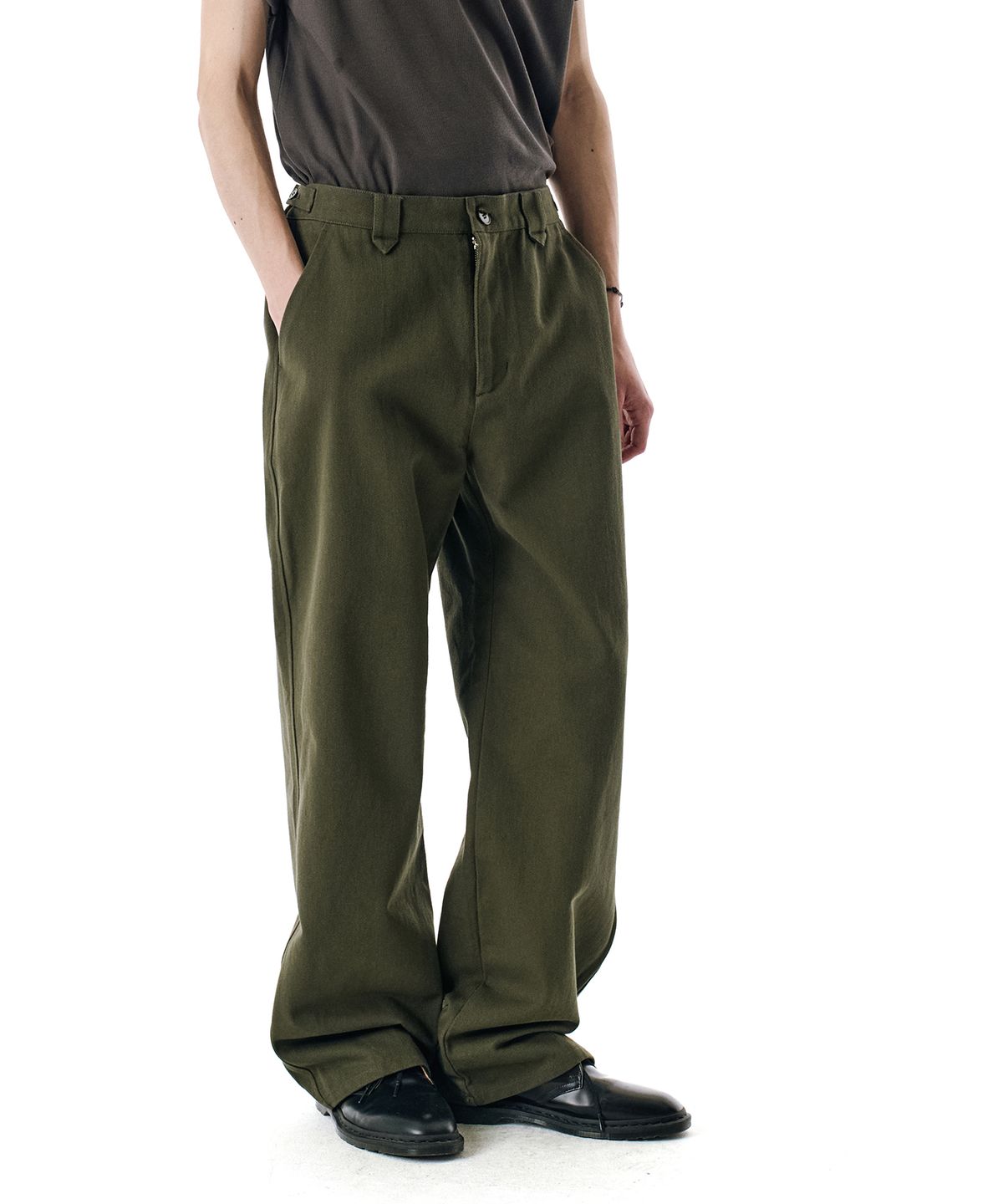 세컨모놀로그(SECONDMONO) Semi Wide Twill Cotton Chino Pants [KHAKI]_SEPT051KHAKI