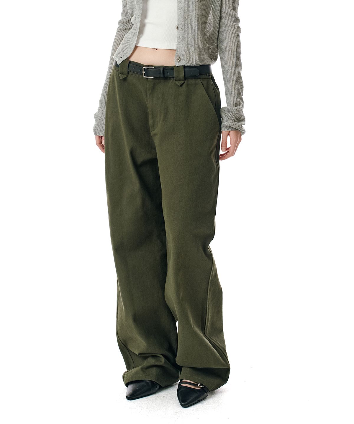 세컨모놀로그(SECONDMONO) Semi Wide Twill Cotton Chino Pants [KHAKI]_SEPT051KHAKI