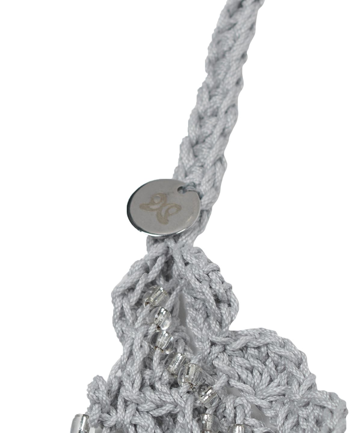 타입서비스(TYPESERVICE) Beaded Handmade Knitted Bag [Silver]