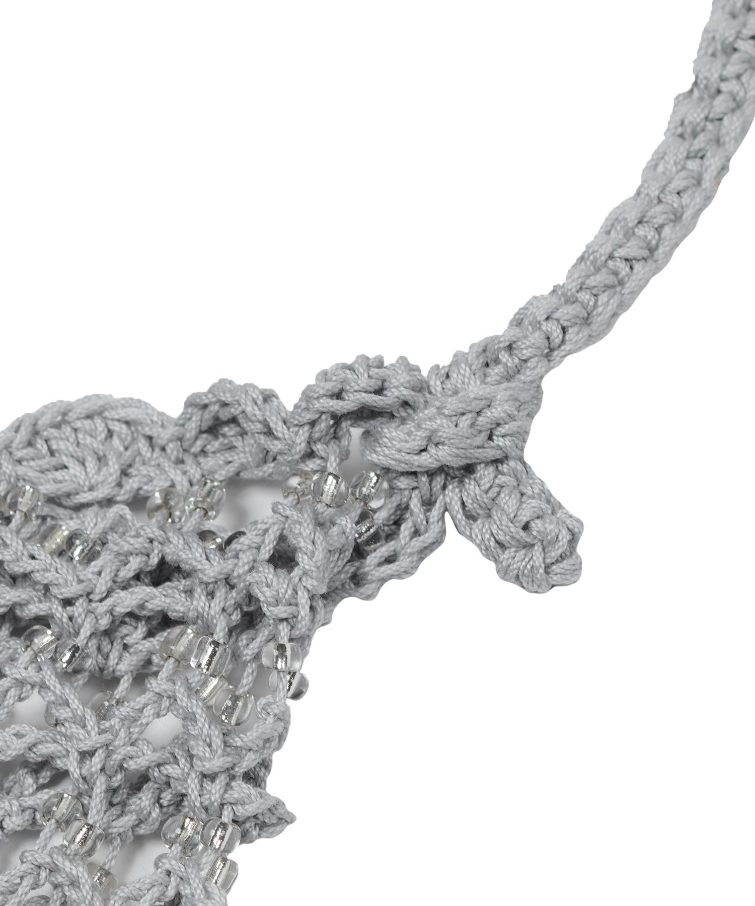◆typeservice◆ Beaded Handmade Knitted Bag Silver OSTA15SIF MUSINSA | TYPESERVICE Beaded Handmade Knitted Bag [Silver]