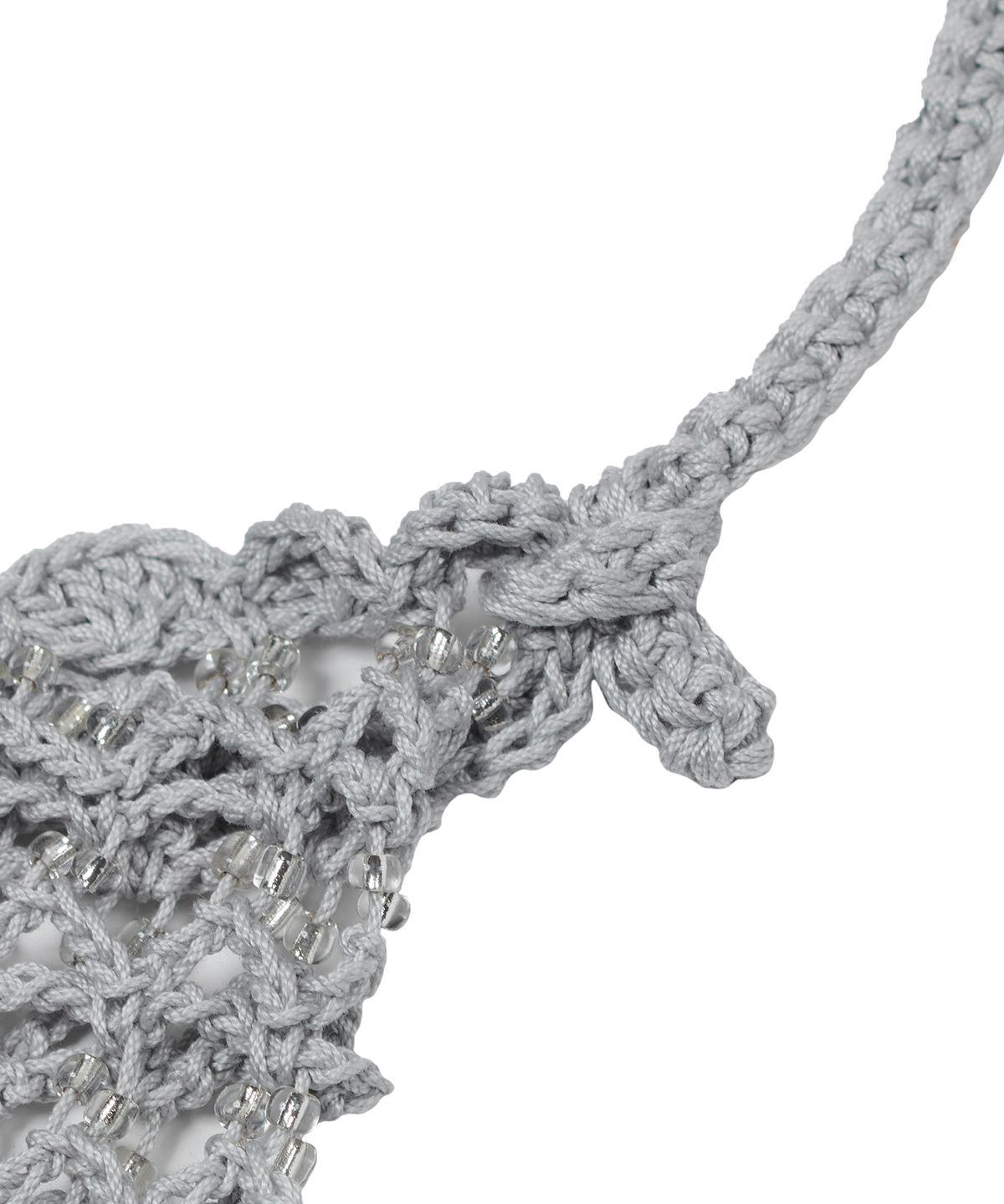 타입서비스(TYPESERVICE) Beaded Handmade Knitted Bag [Silver]