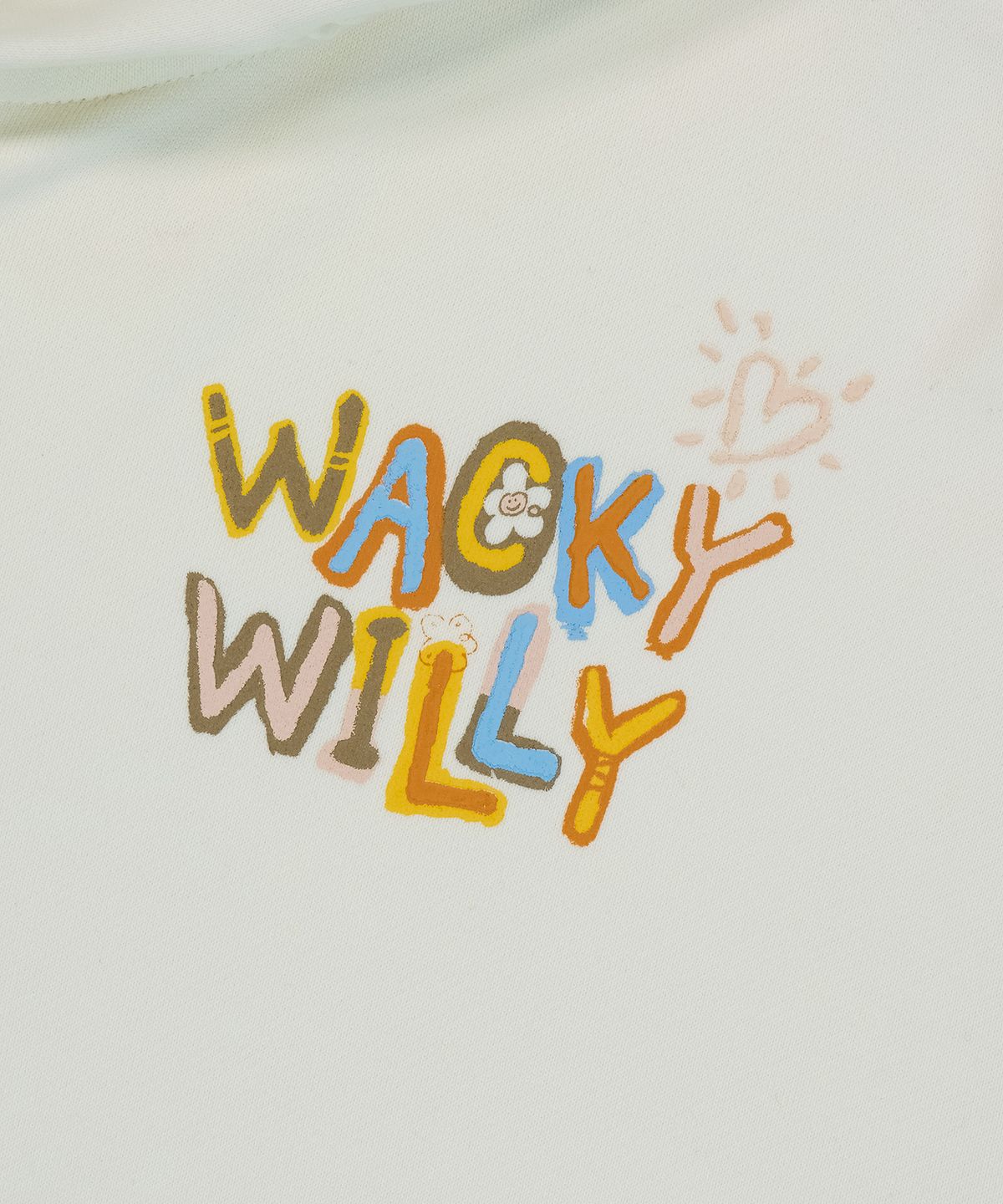 와키윌리(WACKY WILLY) 우먼스 타이포 세미오버핏 후드집업 크림