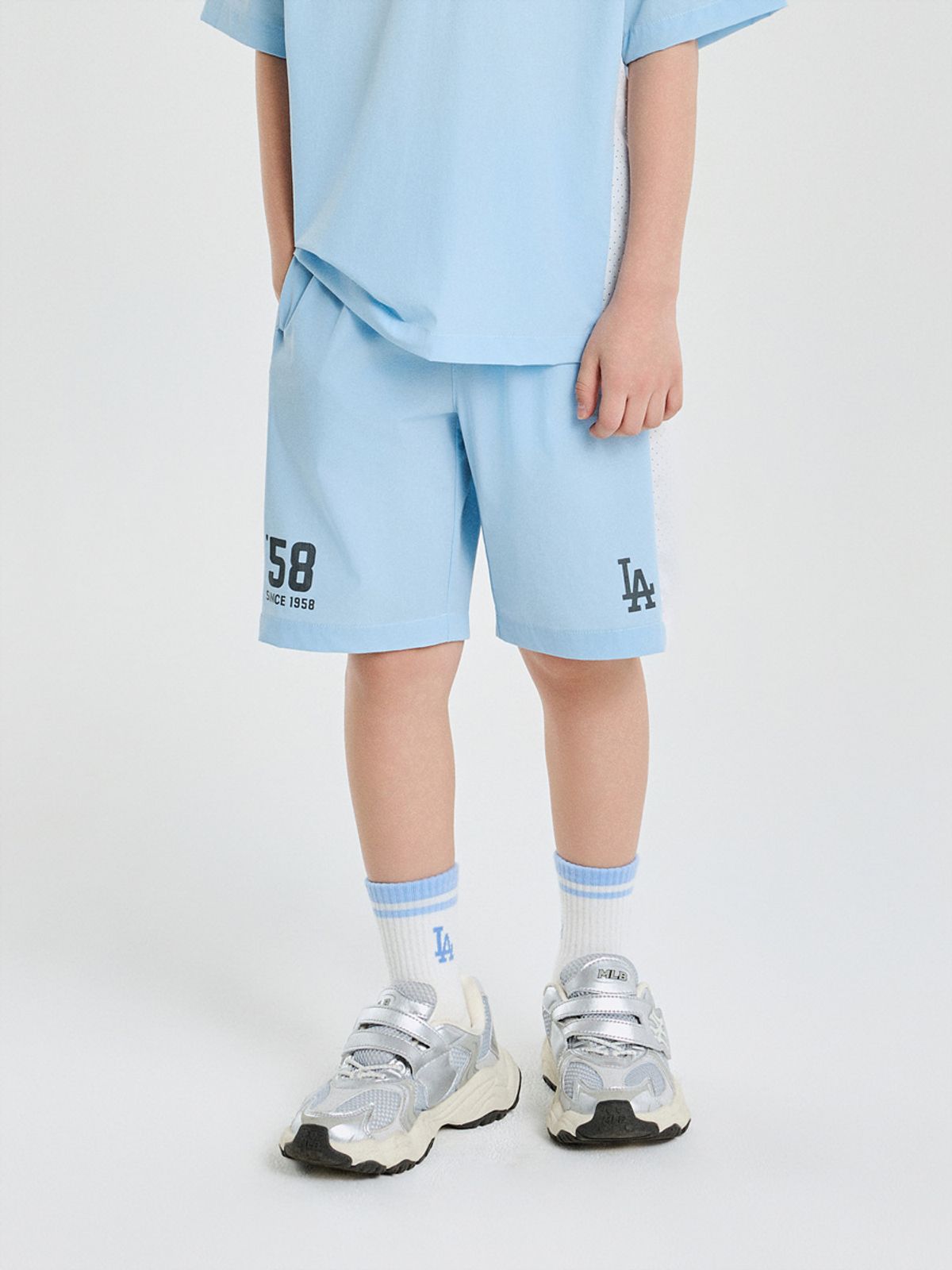 엠엘비 키즈(MLB KIDS) 바시티 블럭코어 우븐 팬츠 LA (L.SKY BLUE)