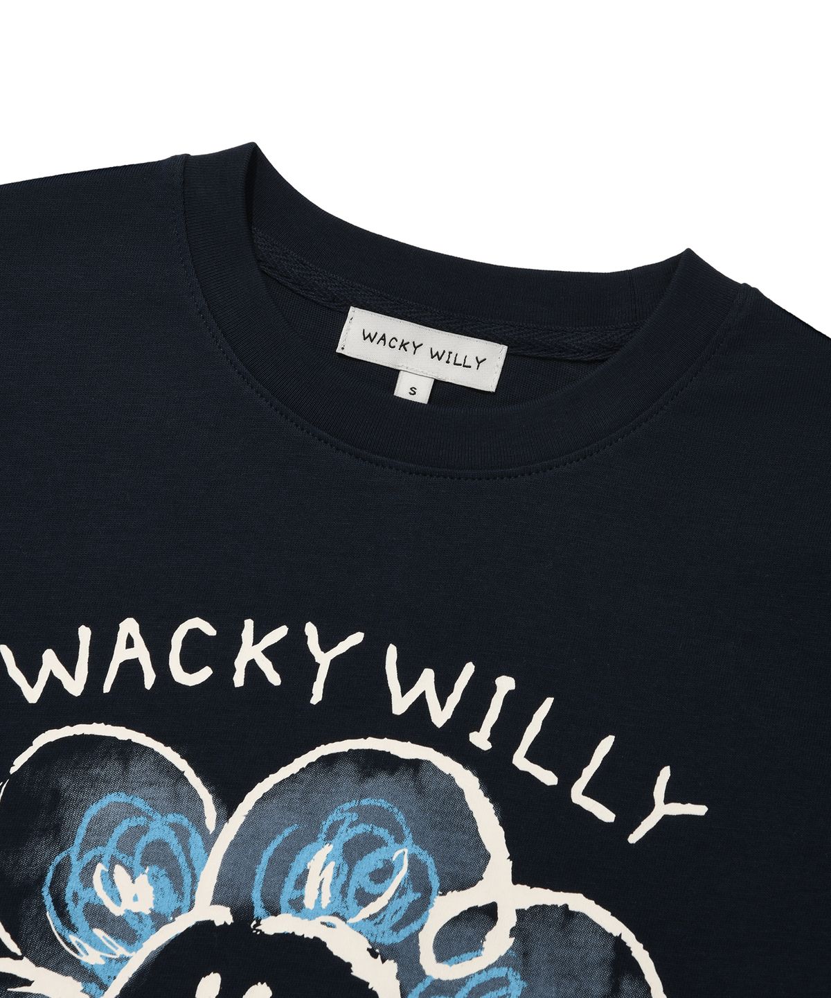 와키윌리(WACKY WILLY) 우먼스 빅릴리 그래픽 반팔 티셔츠 다크네이비
