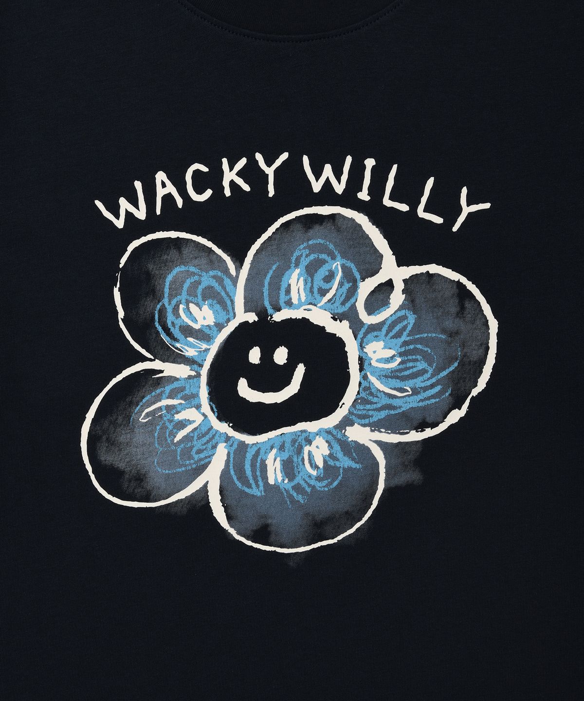 와키윌리(WACKY WILLY) 우먼스 빅릴리 그래픽 반팔 티셔츠 다크네이비