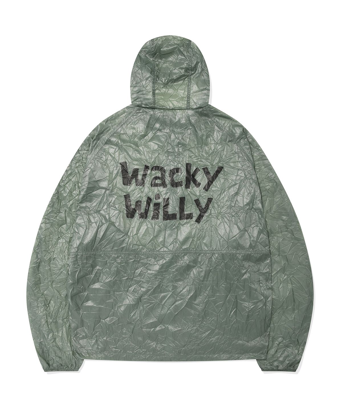 와키윌리(WACKY WILLY) 라이트 레터링 윈드브레이커 올리브 그린