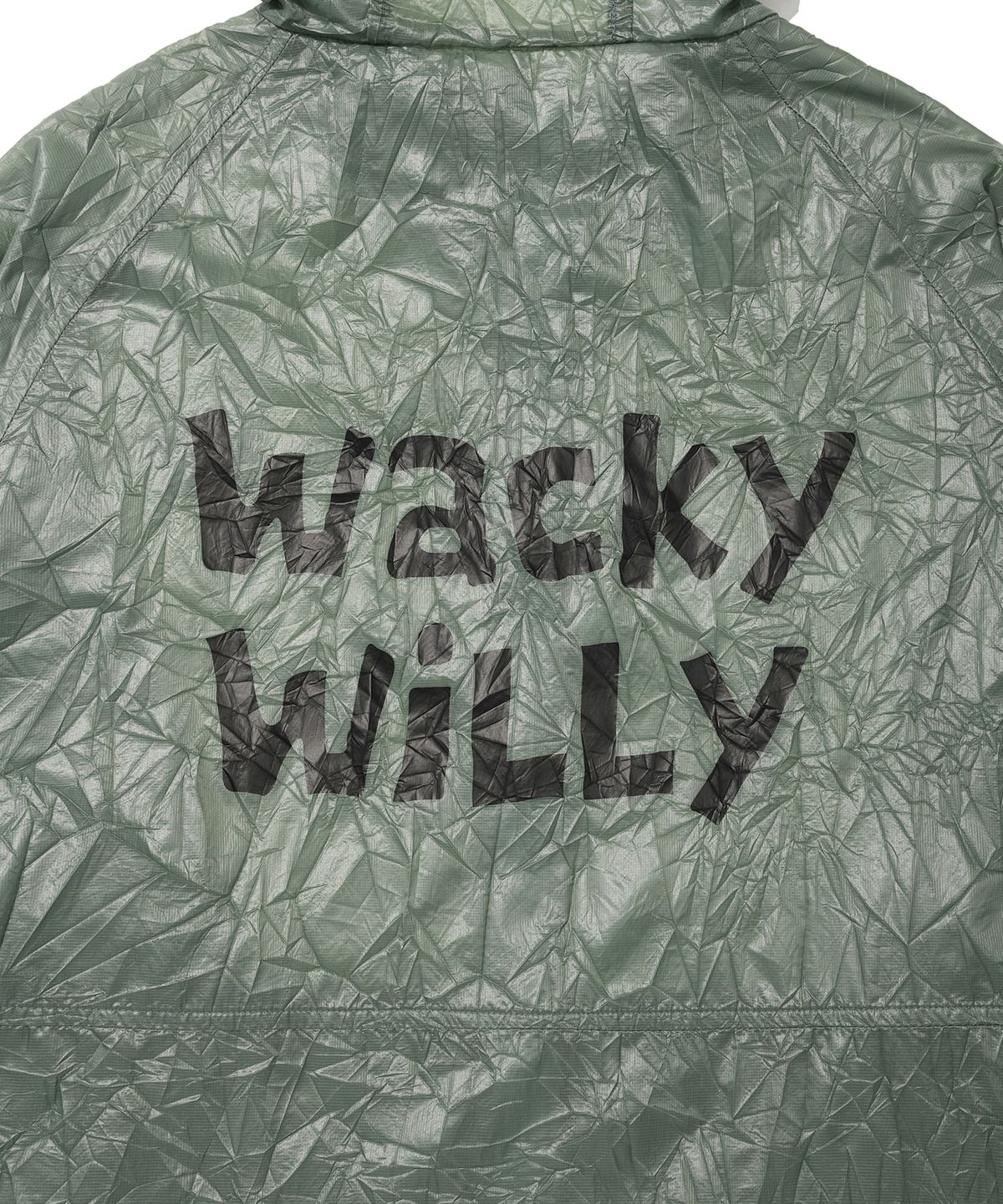 와키윌리(WACKY WILLY) 라이트 레터링 윈드브레이커 올리브 그린