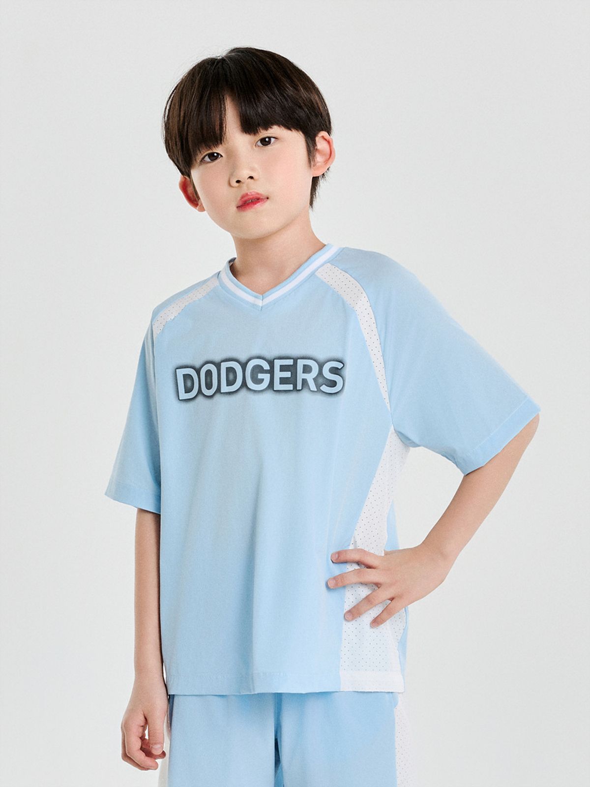 엠엘비 키즈(MLB KIDS) 바시티 블록코어 티셔츠 LA (L.SKY BLUE)