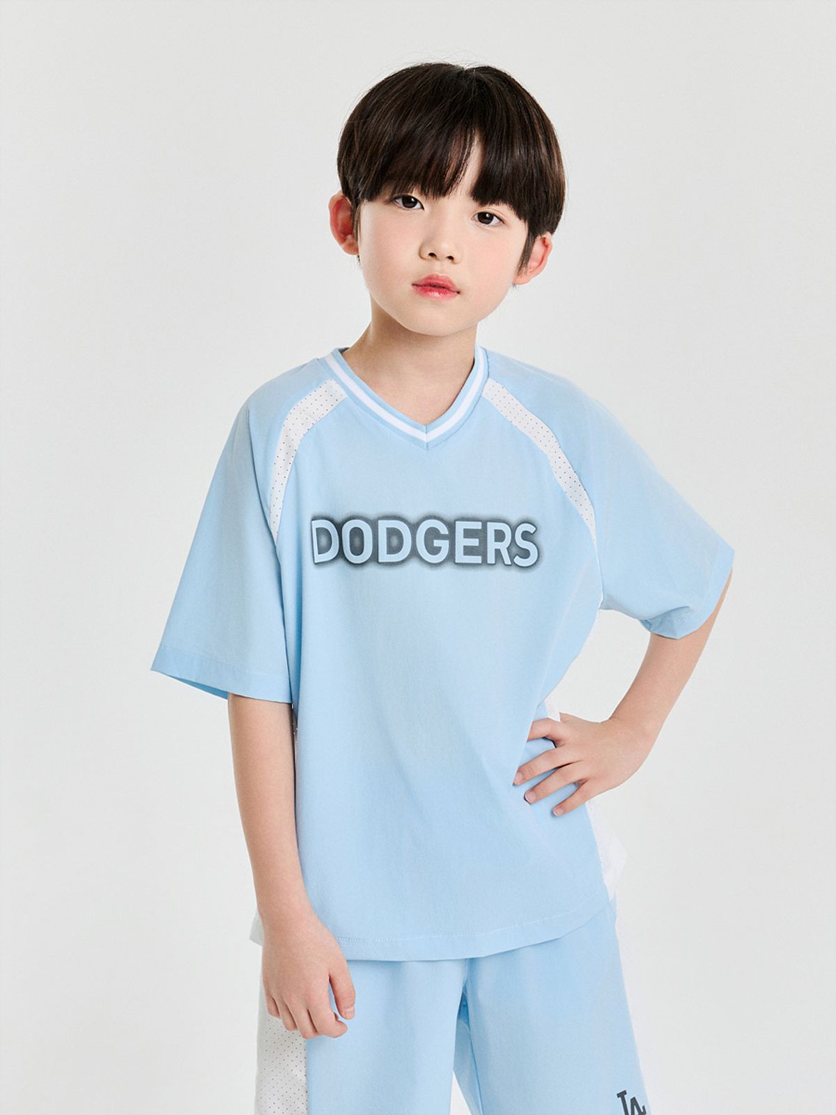 엠엘비 키즈(MLB KIDS) 바시티 블록코어 티셔츠 LA (L.SKY BLUE)