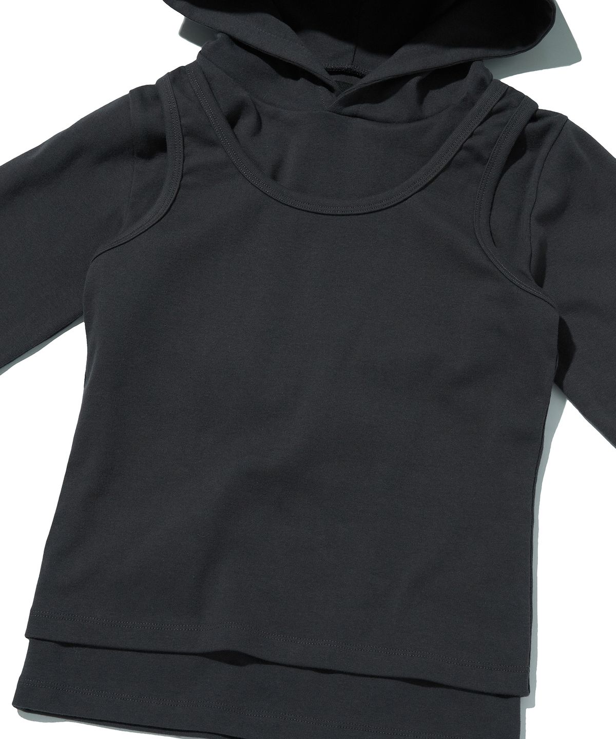 스웨이드(SUADE) LAYERED HOODIE [CHARCOAL GRAY]