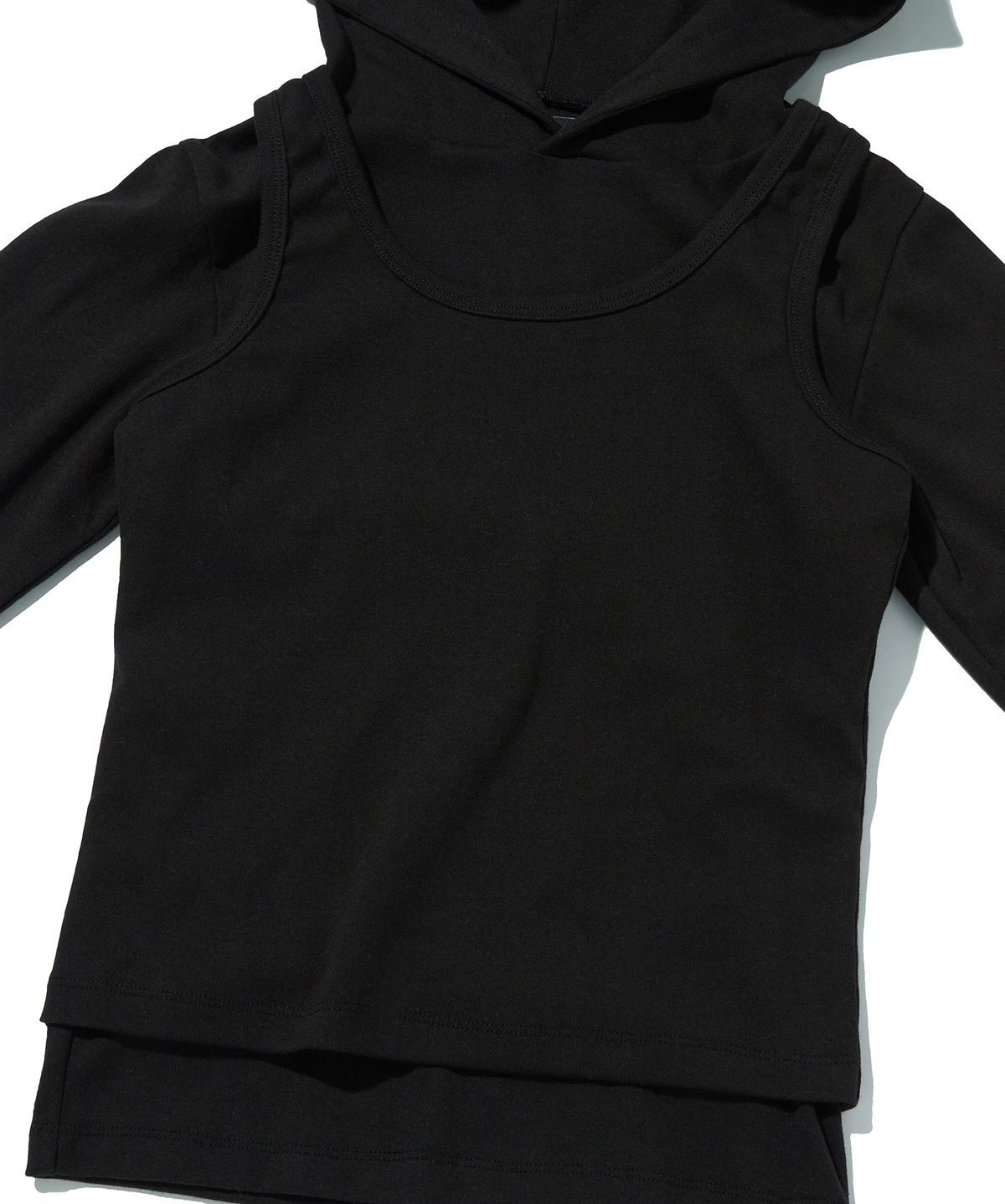 스웨이드(SUADE) LAYERED HOODIE [BLACK]