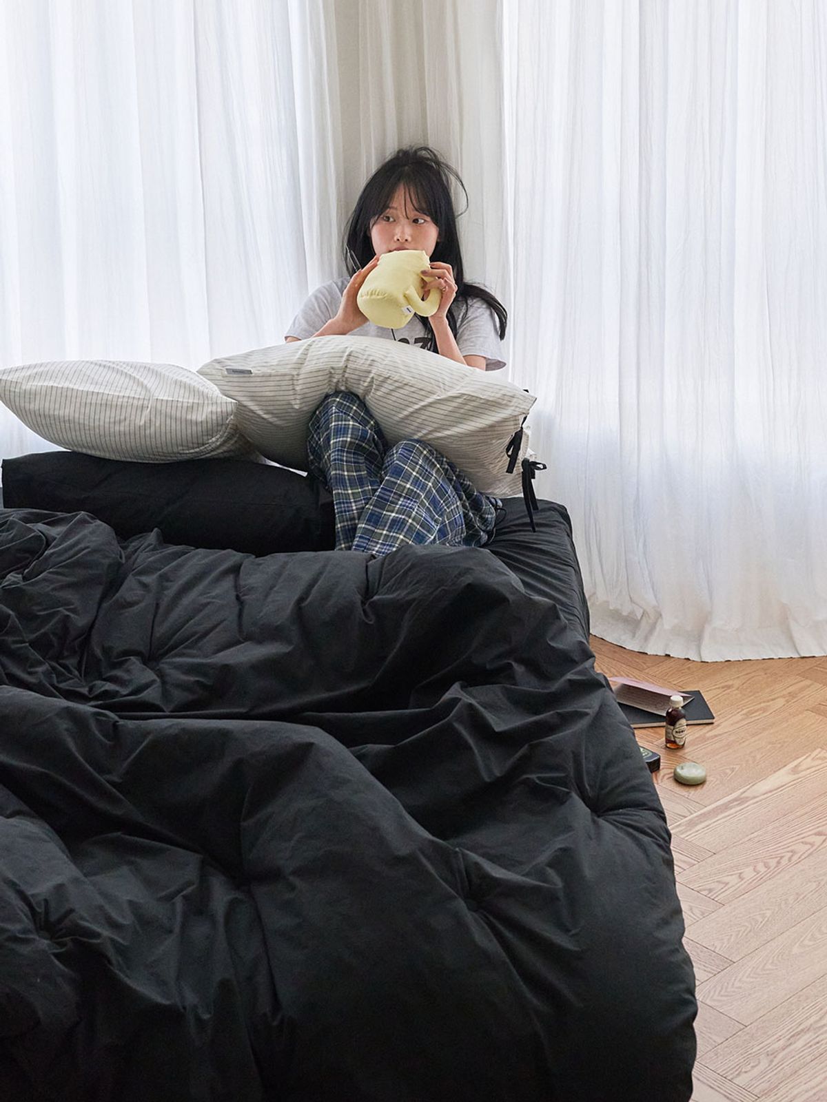 깃든(GITDEN) 고밀도 60수 순면 바이오워싱 무드 호텔 차렵이불세트 SS/Q/K