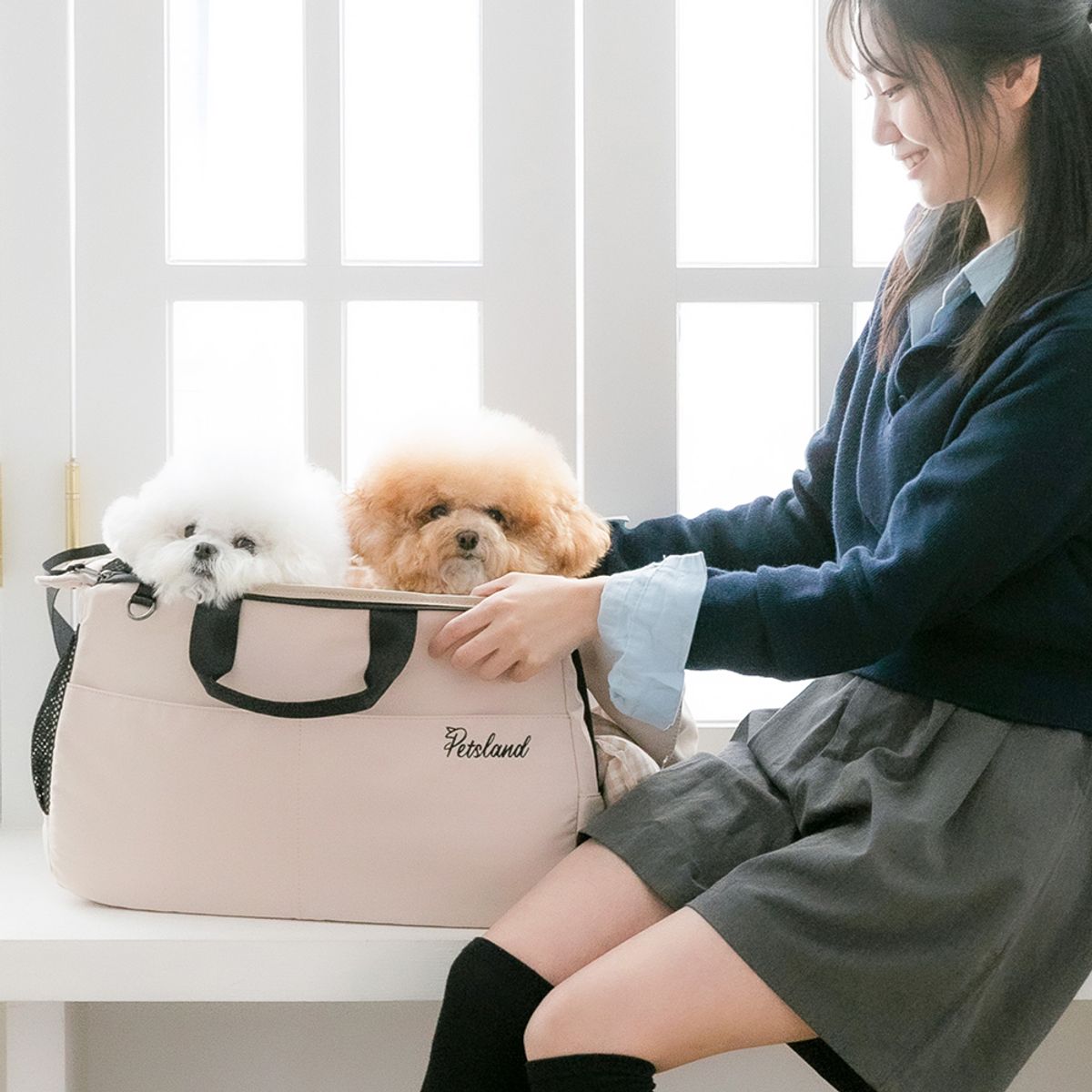 펫츠랜드(PETSLAND) 스너그슬링백 베이지/그레이 M/L