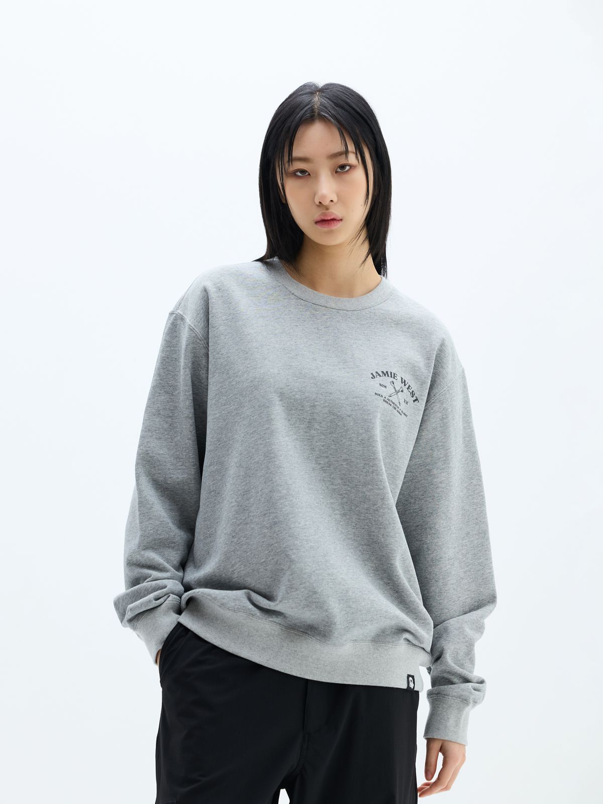 제이미웨스트(JAMIE WEST) 올드스쿨 JW 스웻셔츠 (멜란지그레이)